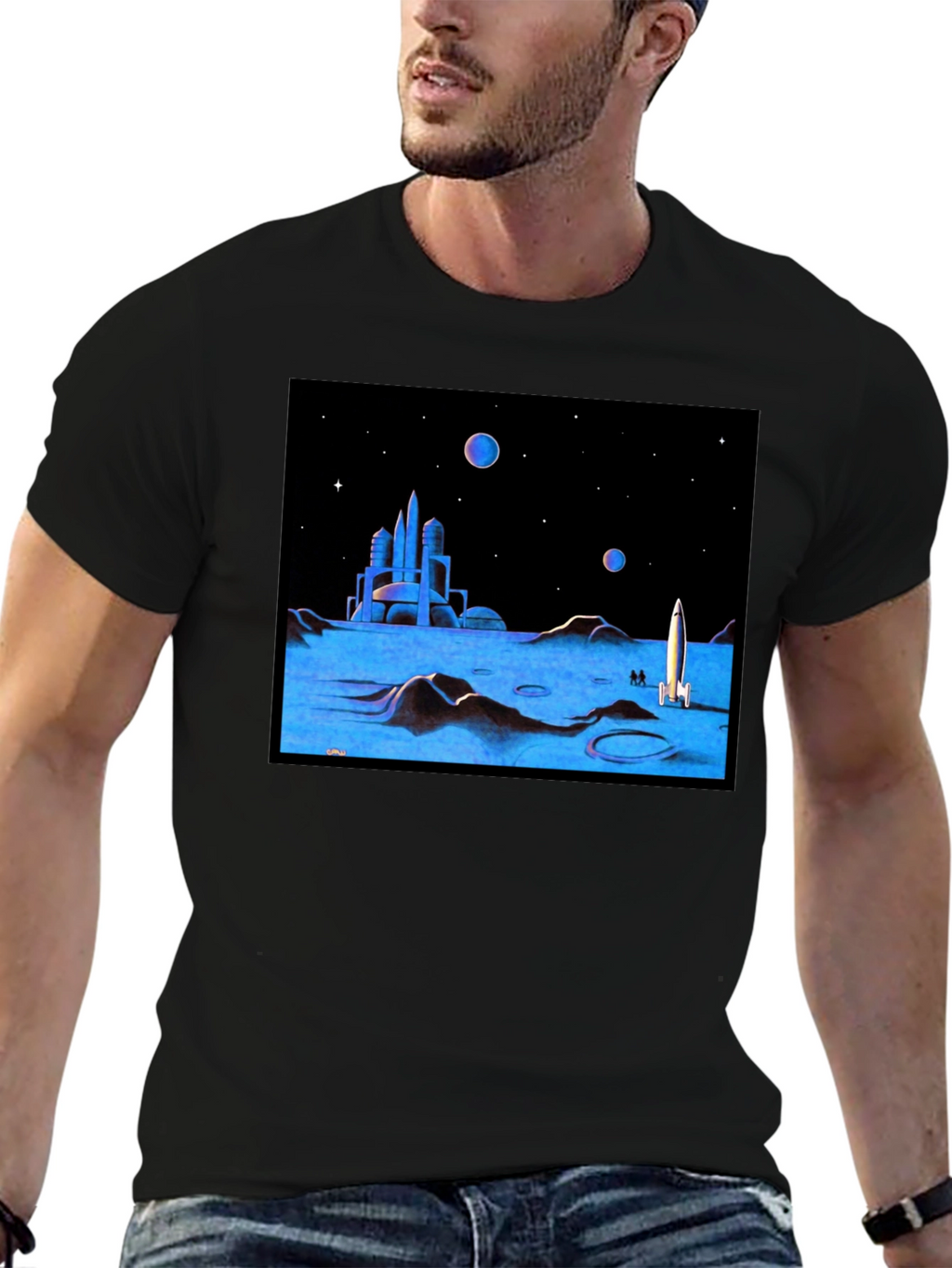 Retro Sci-Fi Moonscape Graphic Tee