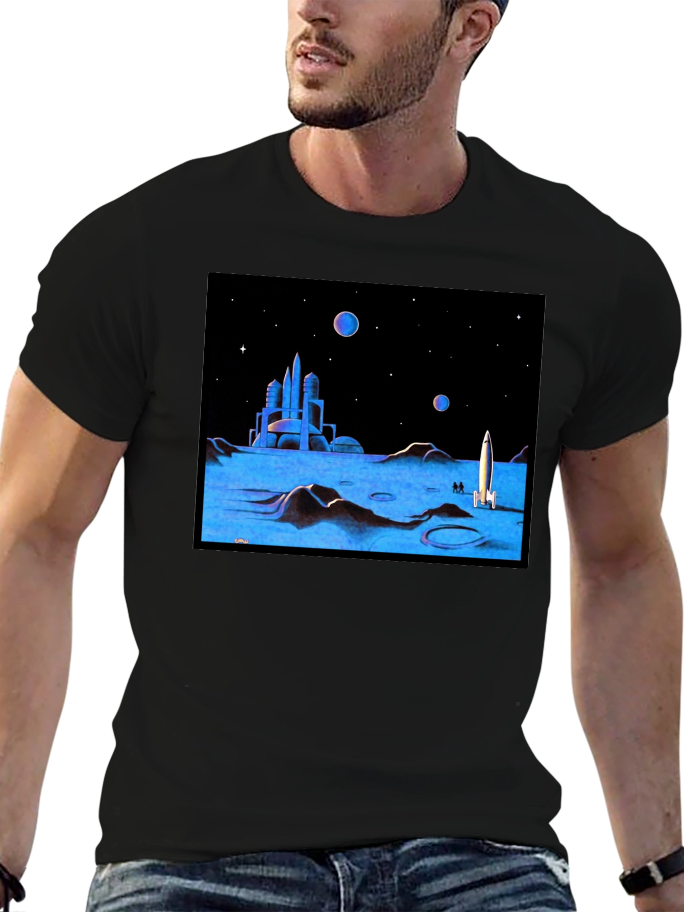 Retro Sci-Fi Moonscape Graphic Tee