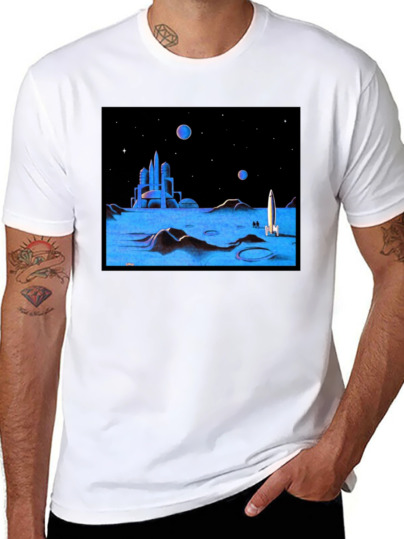 Retro Sci-Fi Moonscape Graphic Tee