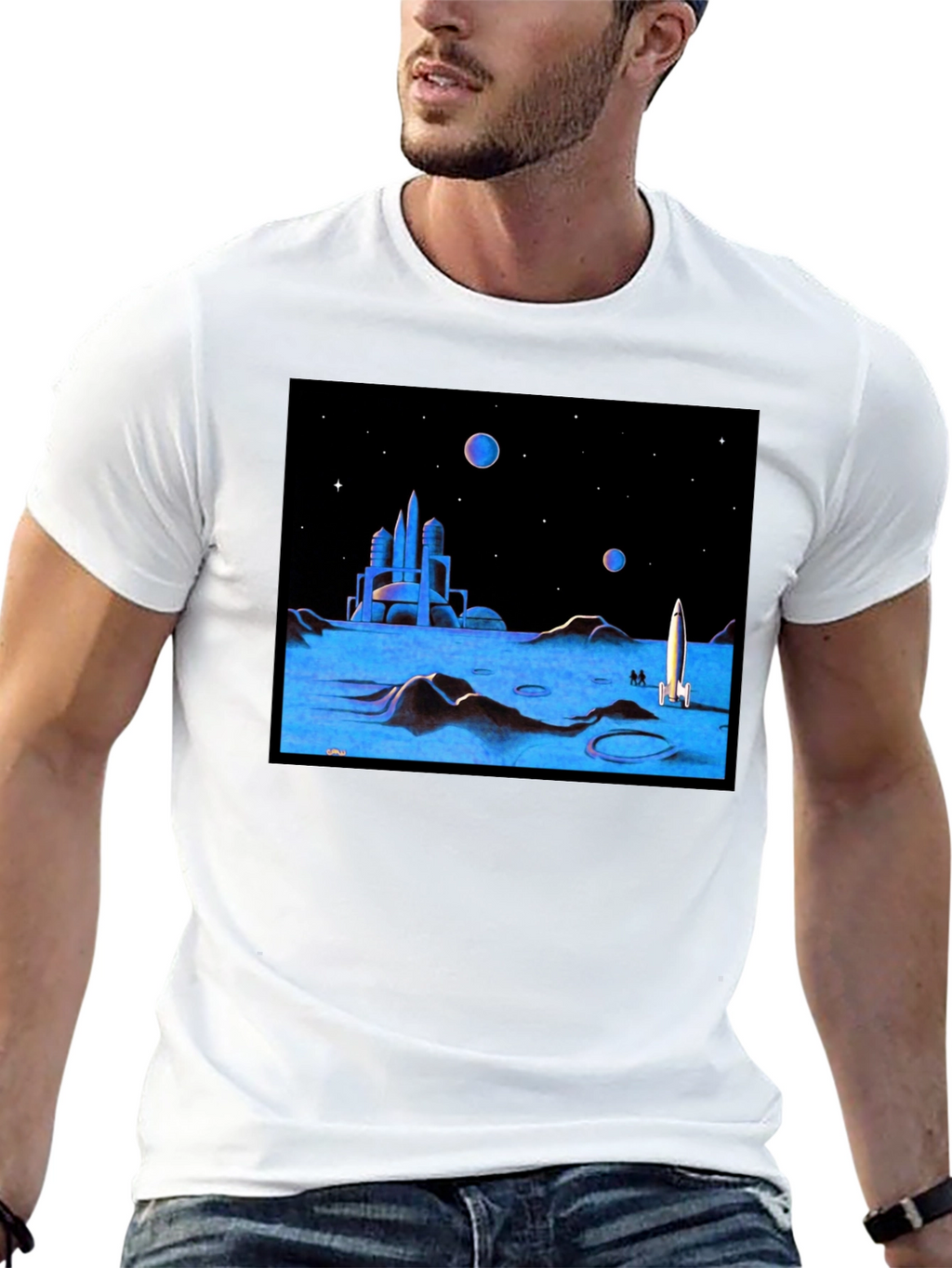 Retro Sci-Fi Moonscape Graphic Tee