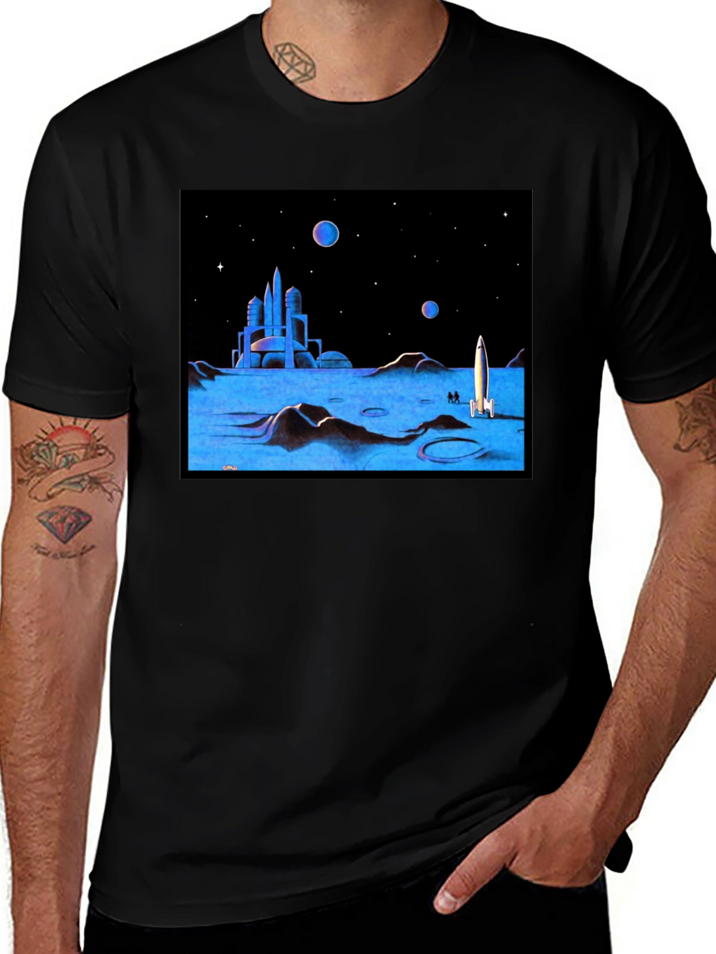 Retro Sci-Fi Moonscape Graphic Tee