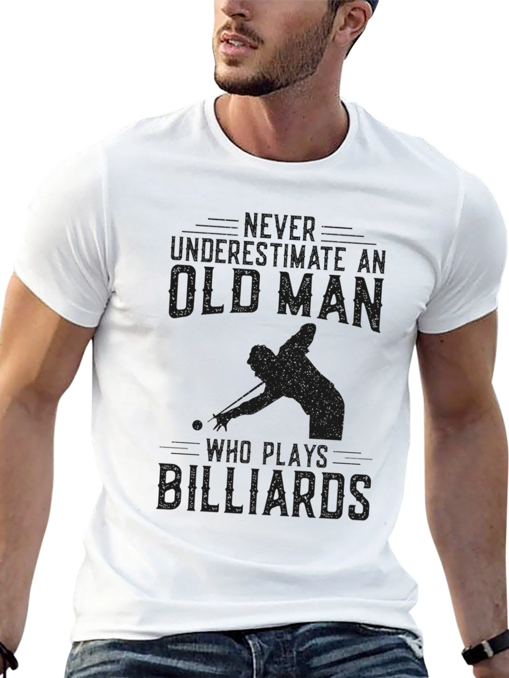 Never Underestimate Old Man Billiards T-Shirt