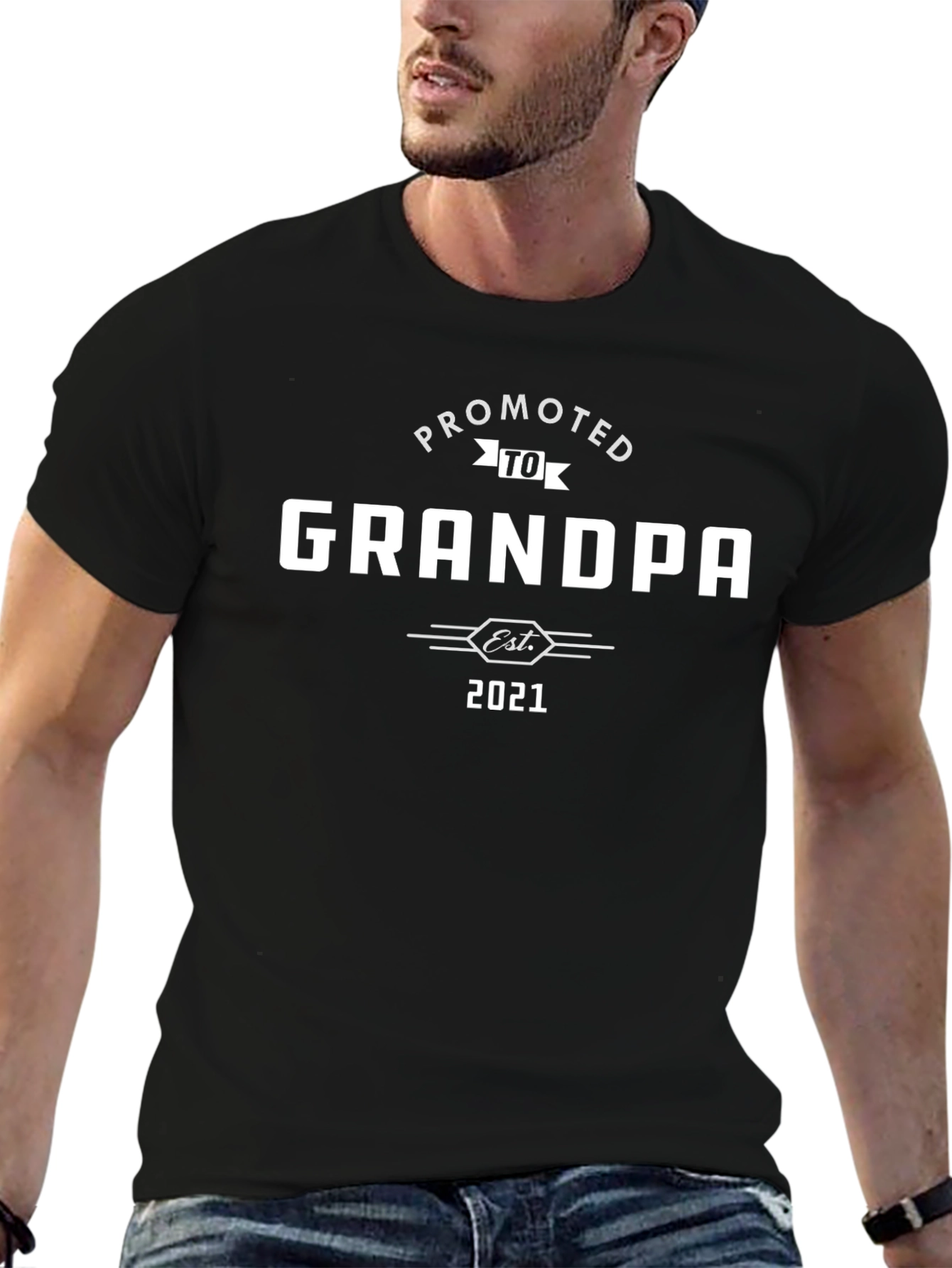 Promoted to Grandpa Est. 2021 Black T-Shirt