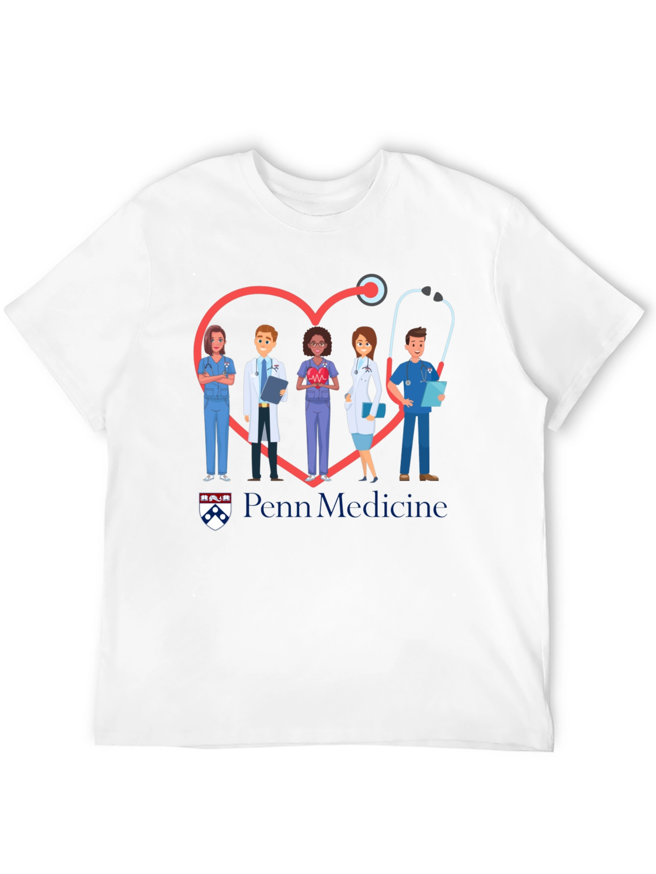 Penn Medicine Heart Stethoscope Graphic T-Shirt