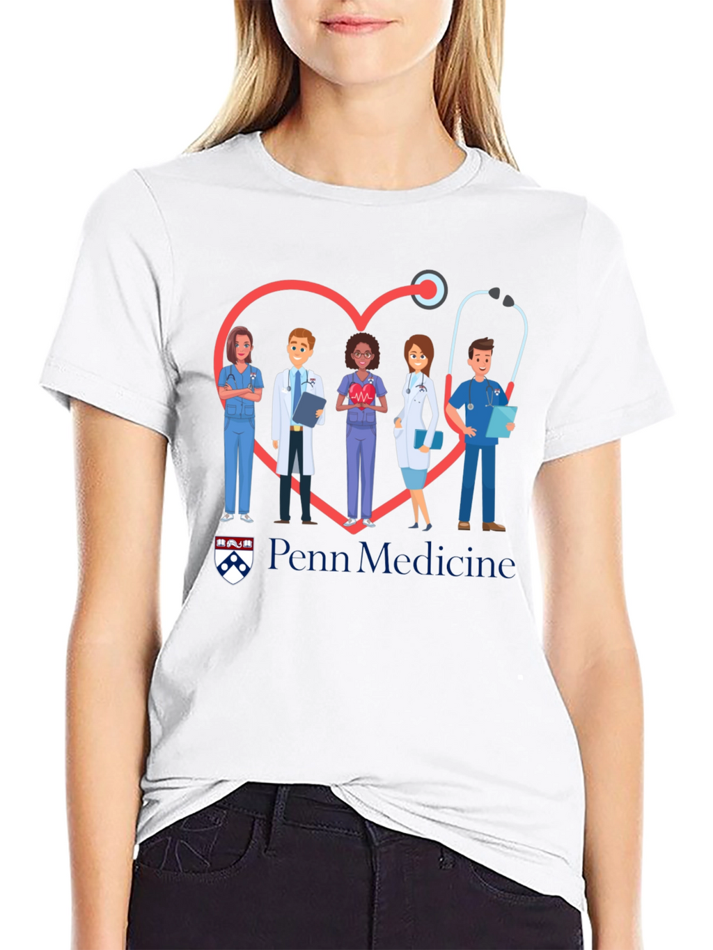 Penn Medicine Heart Stethoscope Graphic T-Shirt