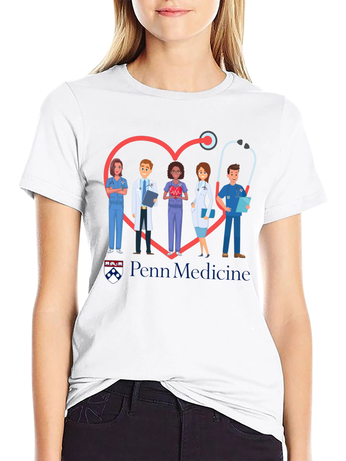 Penn Medicine Heart Stethoscope Graphic T-Shirt