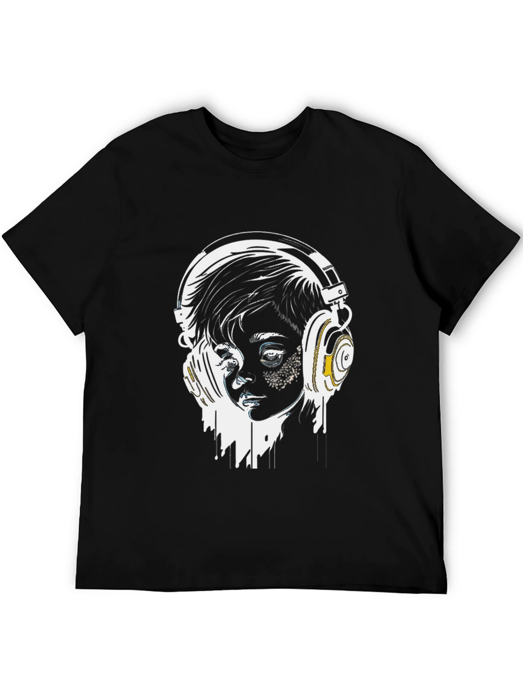 Headphones Graphic Tee - Stylish Black T-Shirt