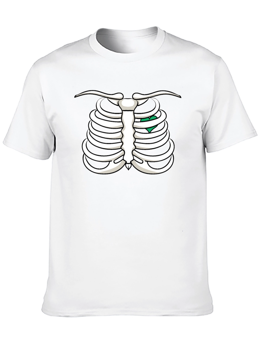Skeleton Rib Cage T-Shirt - Heart Graphic