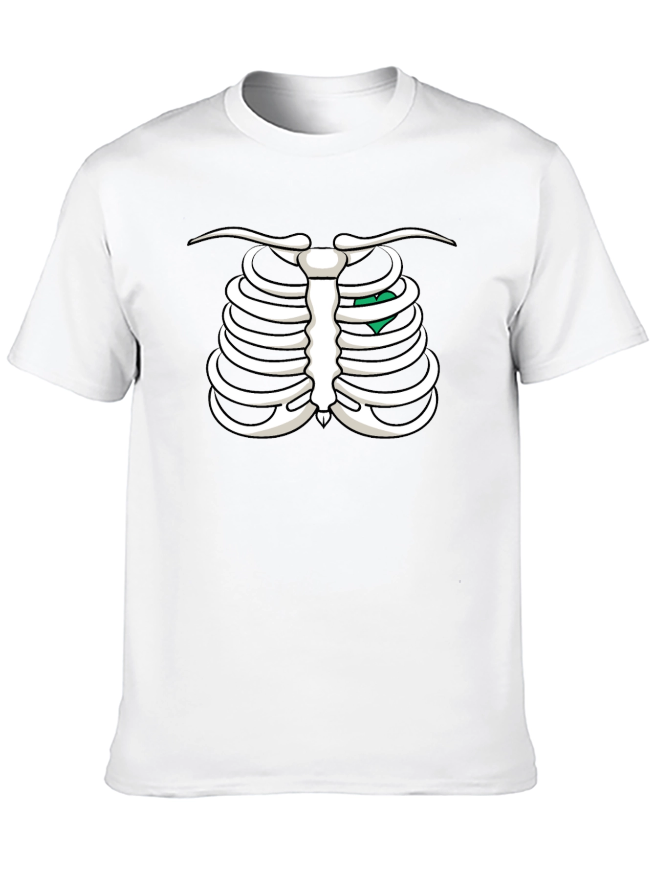 Skeleton Rib Cage T-Shirt - Heart Graphic