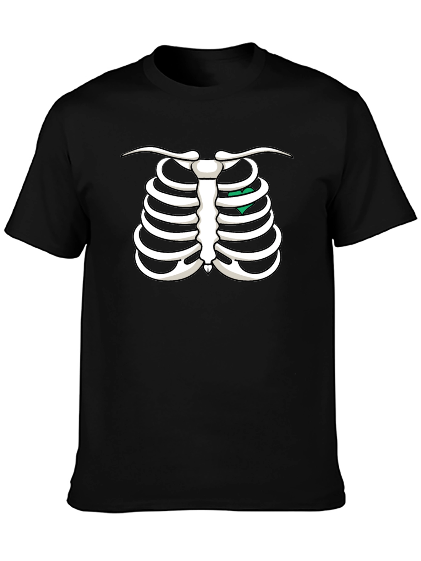 Skeleton Rib Cage T-Shirt - Heart Graphic