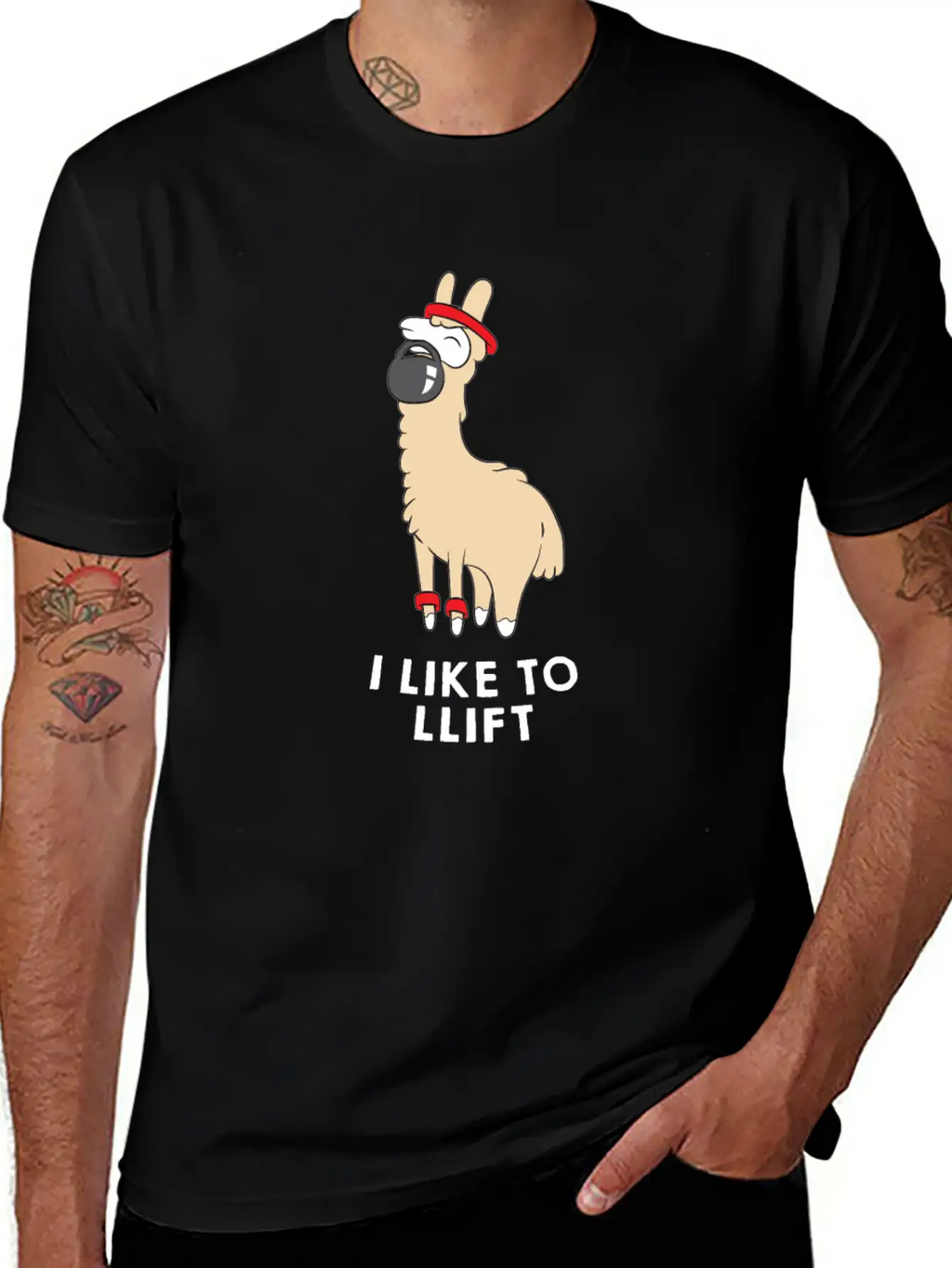 Lama In The Gym - Weightlifting - I LIKE TO LLIFT Breathable Soft Cotton T-Shirt – Timeless Casual Look