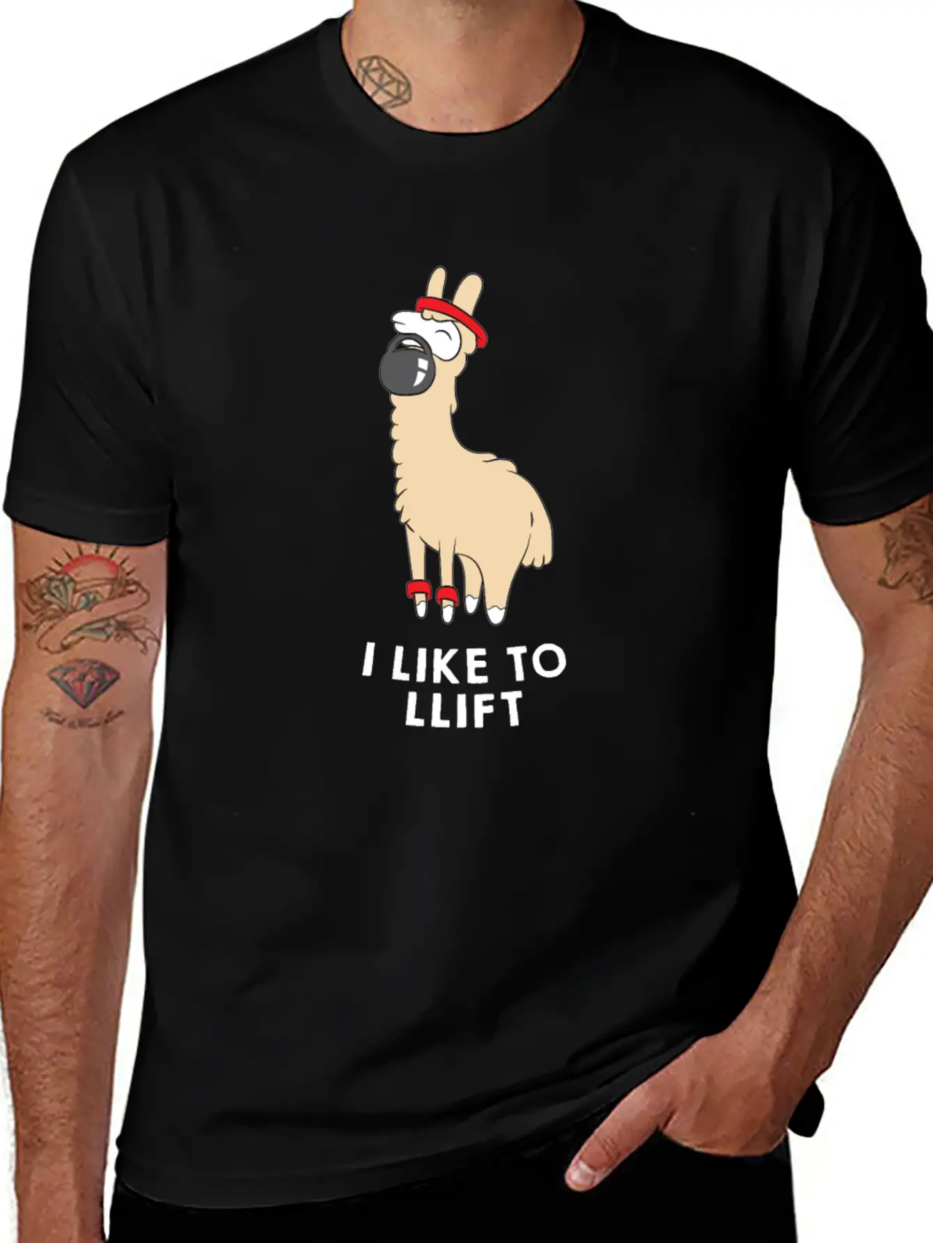 Lama In The Gym - Weightlifting - I LIKE TO LLIFT Breathable Soft Cotton T-Shirt – Timeless Casual Look