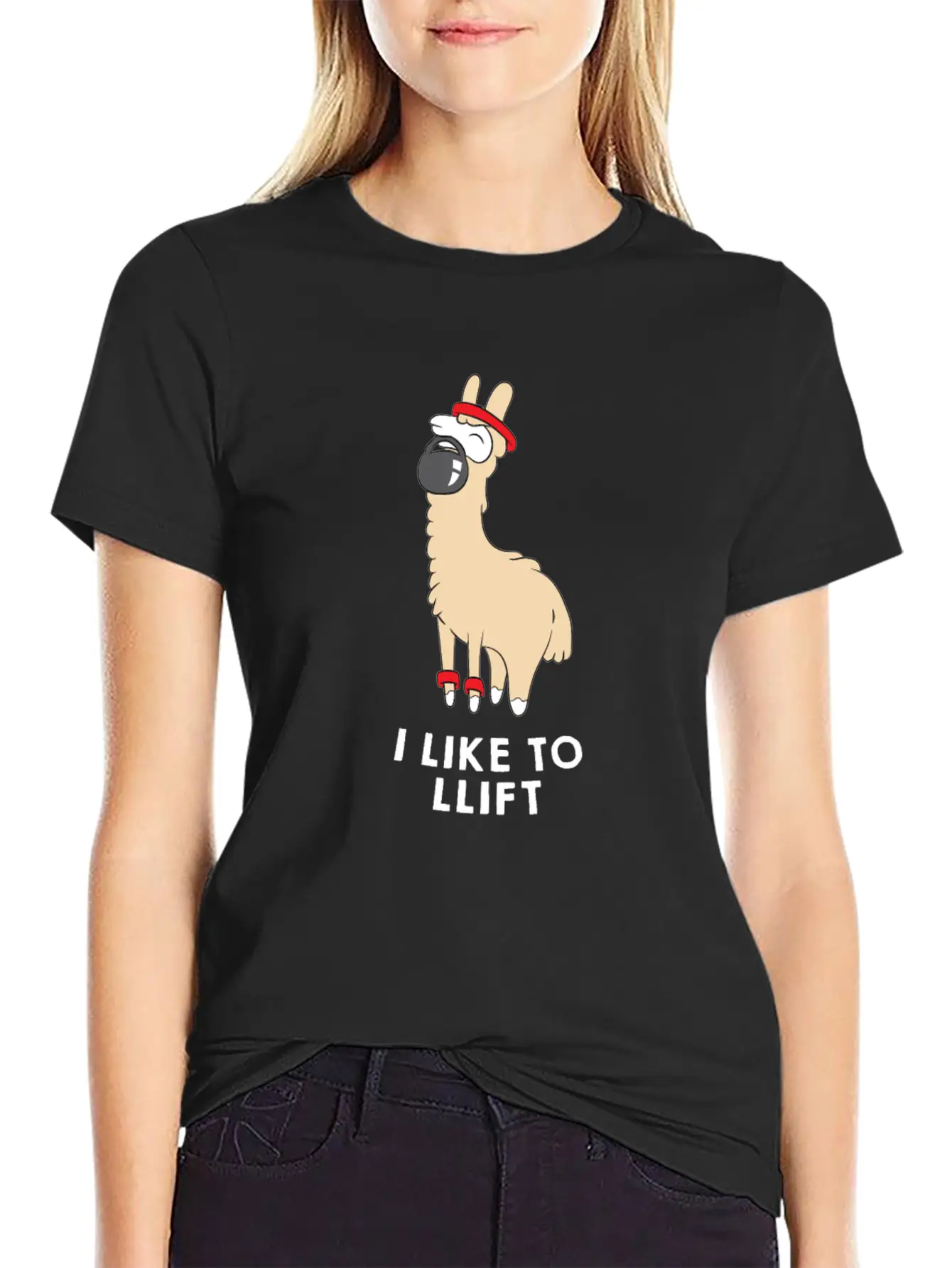 Lama In The Gym - Weightlifting - I LIKE TO LLIFT Breathable Soft Cotton T-Shirt – Timeless Casual Look