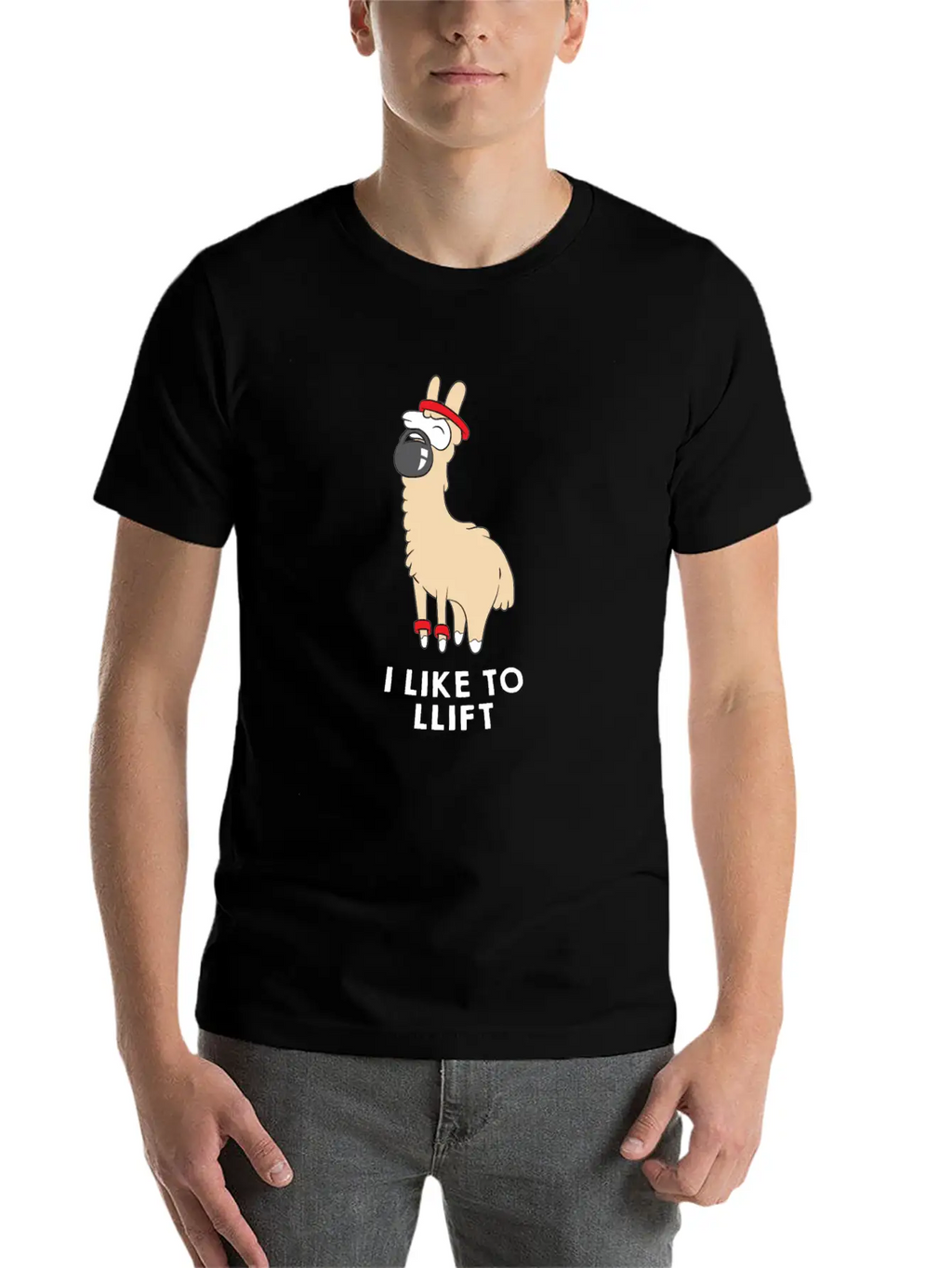Lama In The Gym - Weightlifting - I LIKE TO LLIFT Breathable Soft Cotton T-Shirt – Timeless Casual Look