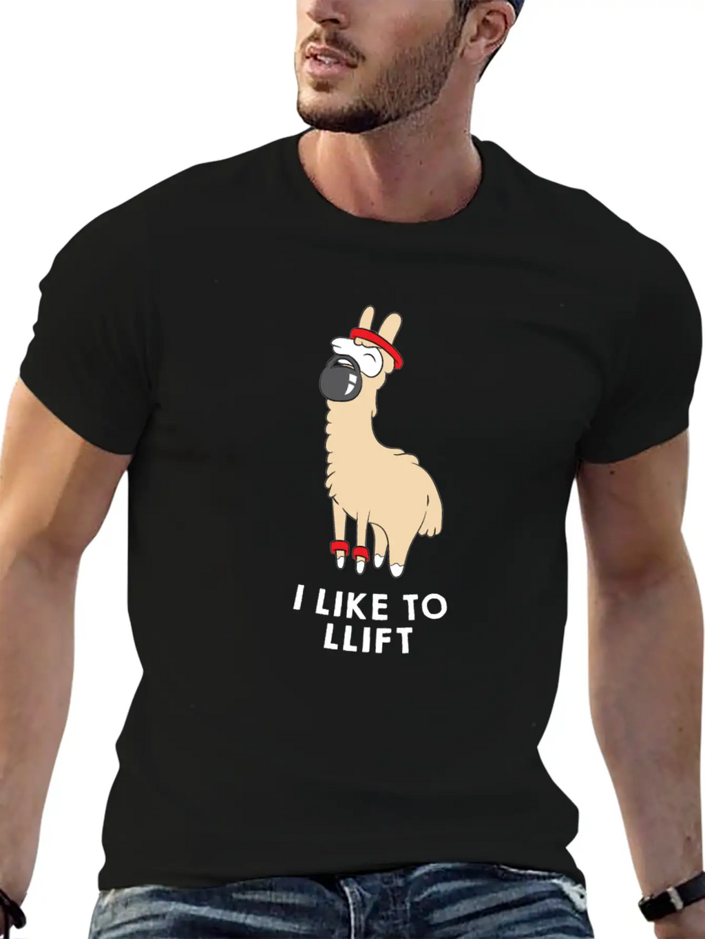 Lama In The Gym - Weightlifting - I LIKE TO LLIFT Breathable Soft Cotton T-Shirt – Timeless Casual Look