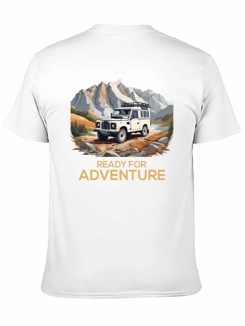 Land Rover Truck With Mountains Design Stylish Everyday T-Shirt – Unisex Basic Cotton Tee