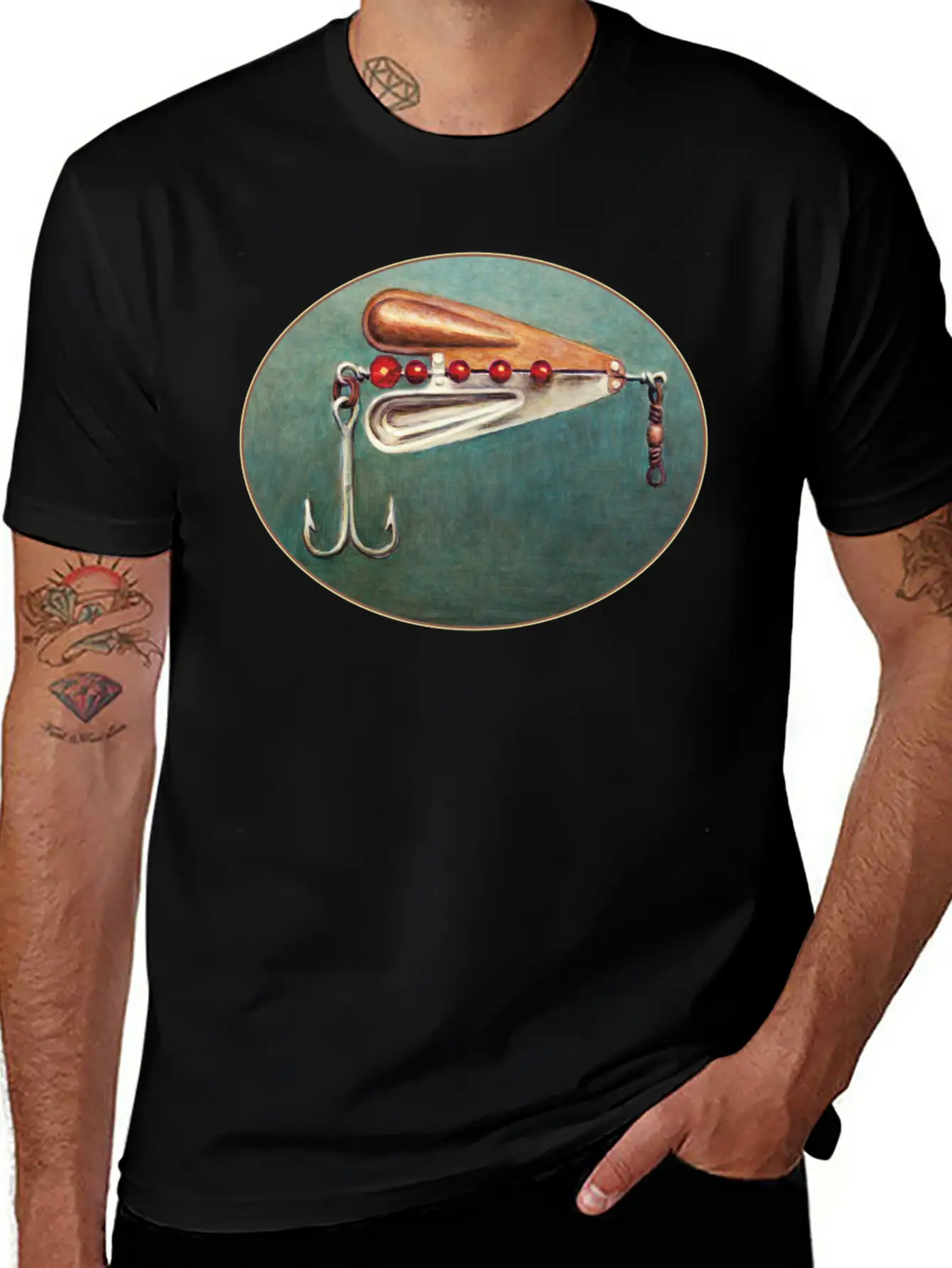 Large Hook Fishing Lure Timeless Short Sleeve Tee – Comfy And Minimalist Design