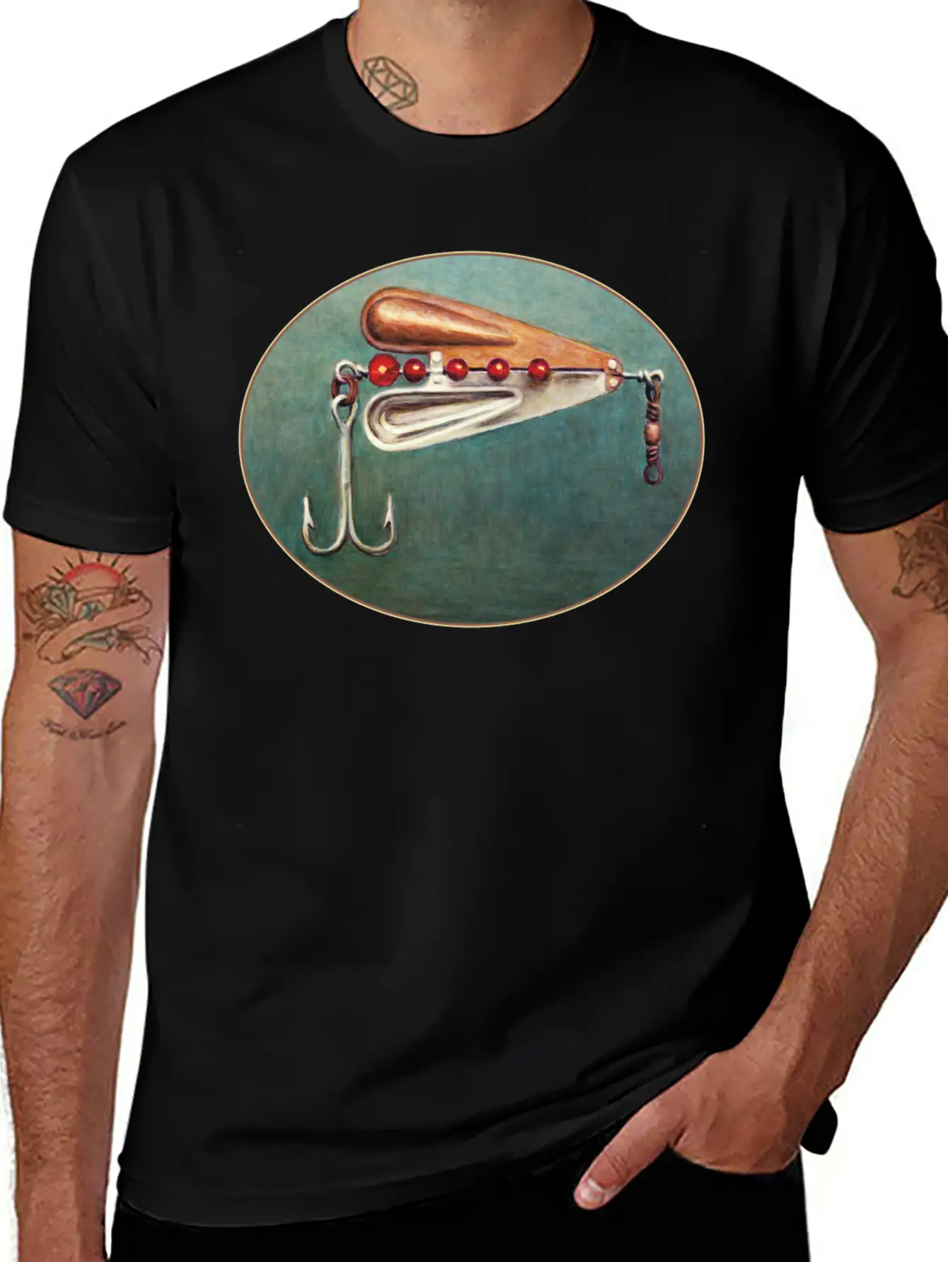 Large Hook Fishing Lure Timeless Short Sleeve Tee – Comfy And Minimalist Design