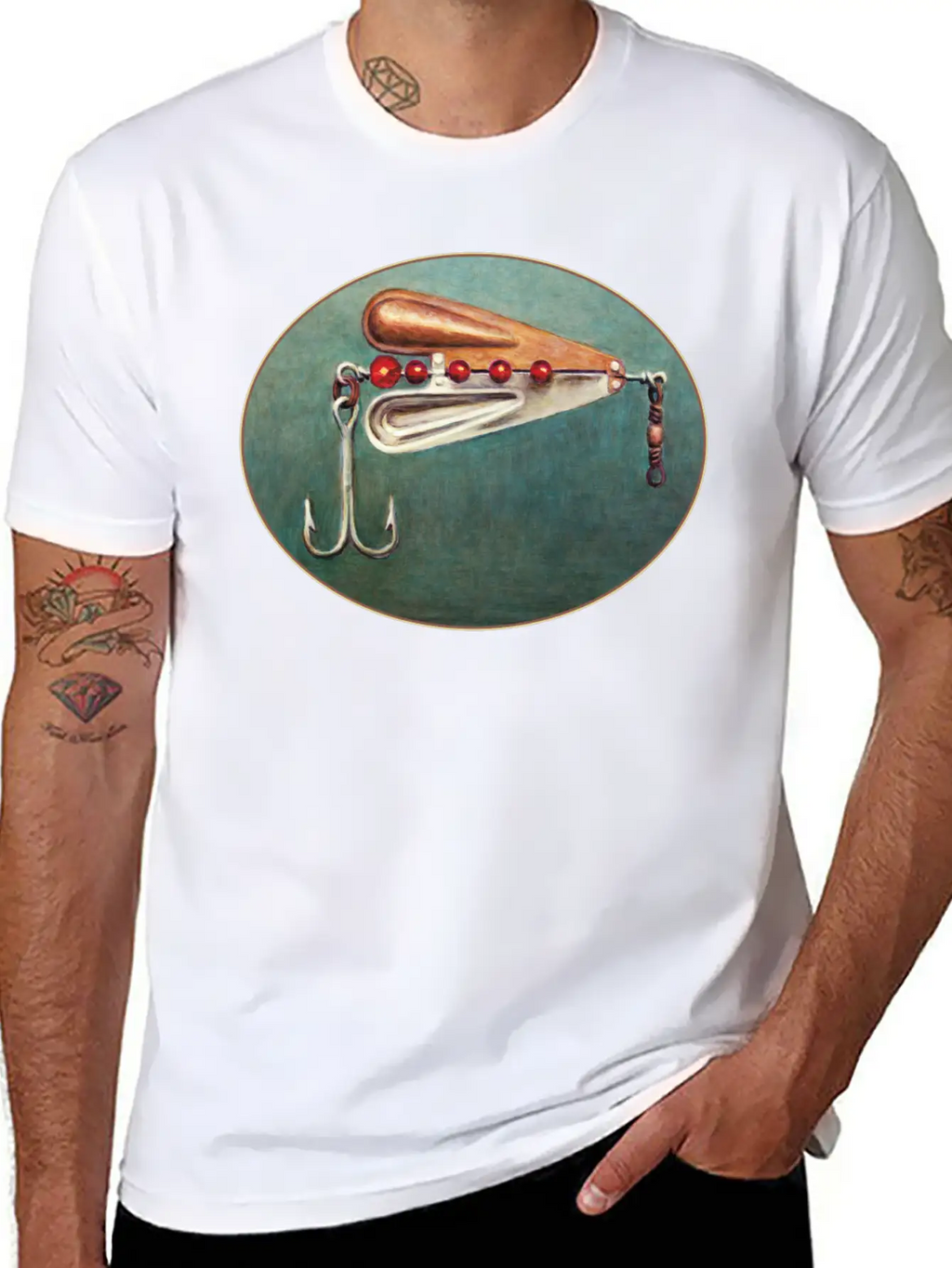 Large Hook Fishing Lure Timeless Short Sleeve Tee – Comfy And Minimalist Design