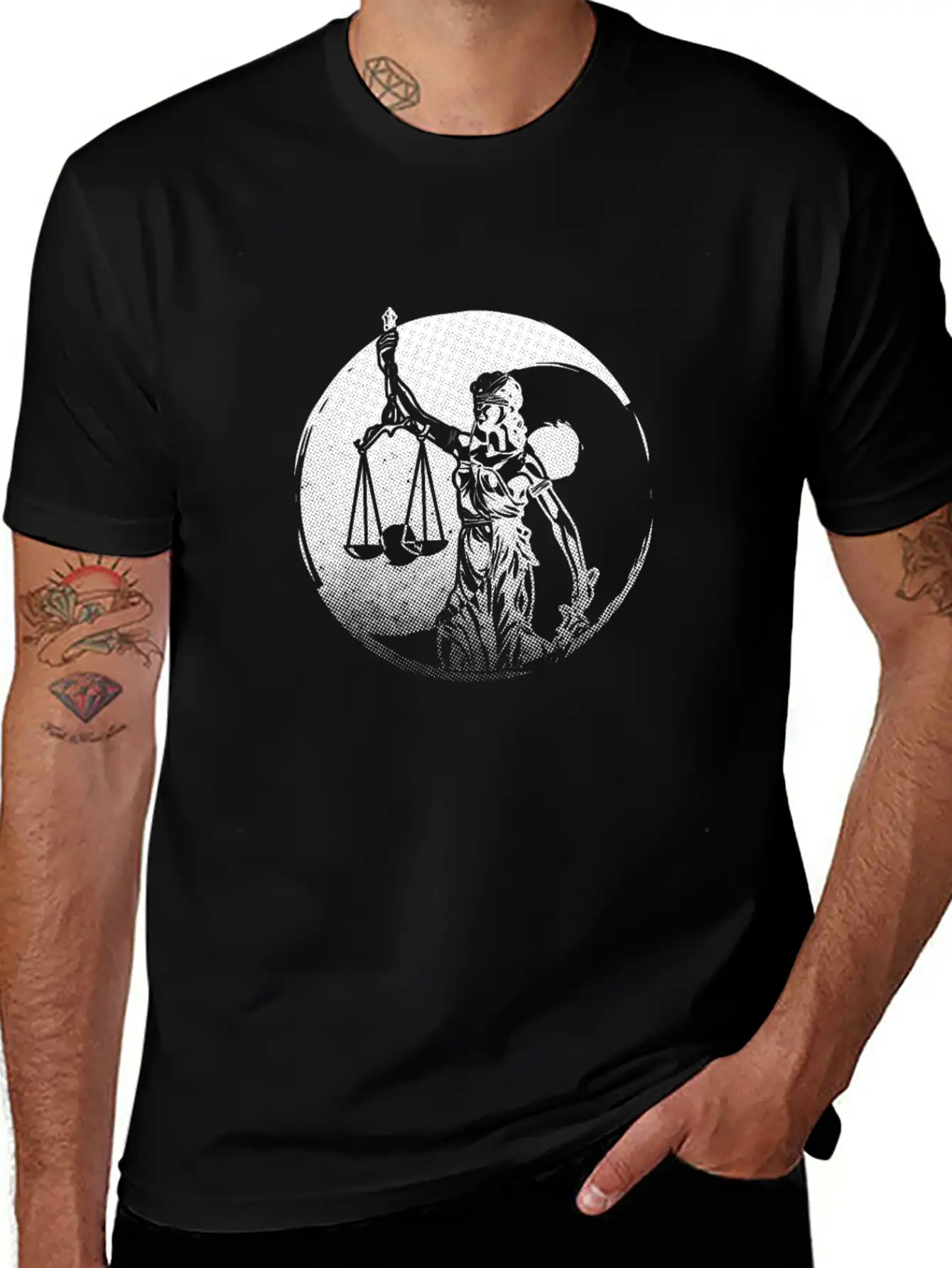 Lawyer Yin Yang Harmony Lady Justice Attorney Gift Basic Graphic T-Shirt – Daily Comfort In Soft Cotton