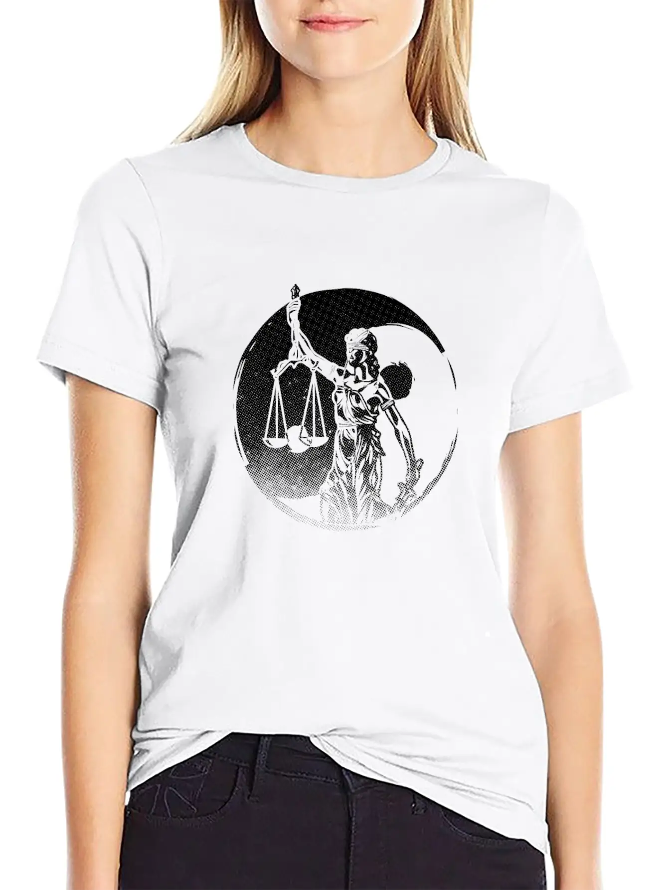 Lawyer Yin Yang Harmony Lady Justice Attorney Gift Basic Graphic T-Shirt – Daily Comfort In Soft Cotton