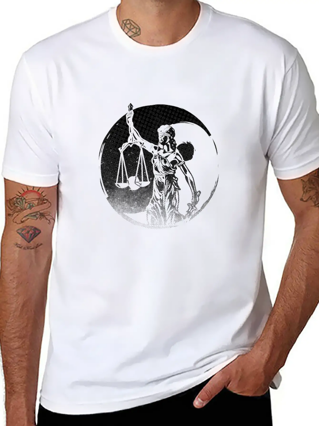 Lawyer Yin Yang Harmony Lady Justice Attorney Gift Basic Graphic T-Shirt – Daily Comfort In Soft Cotton