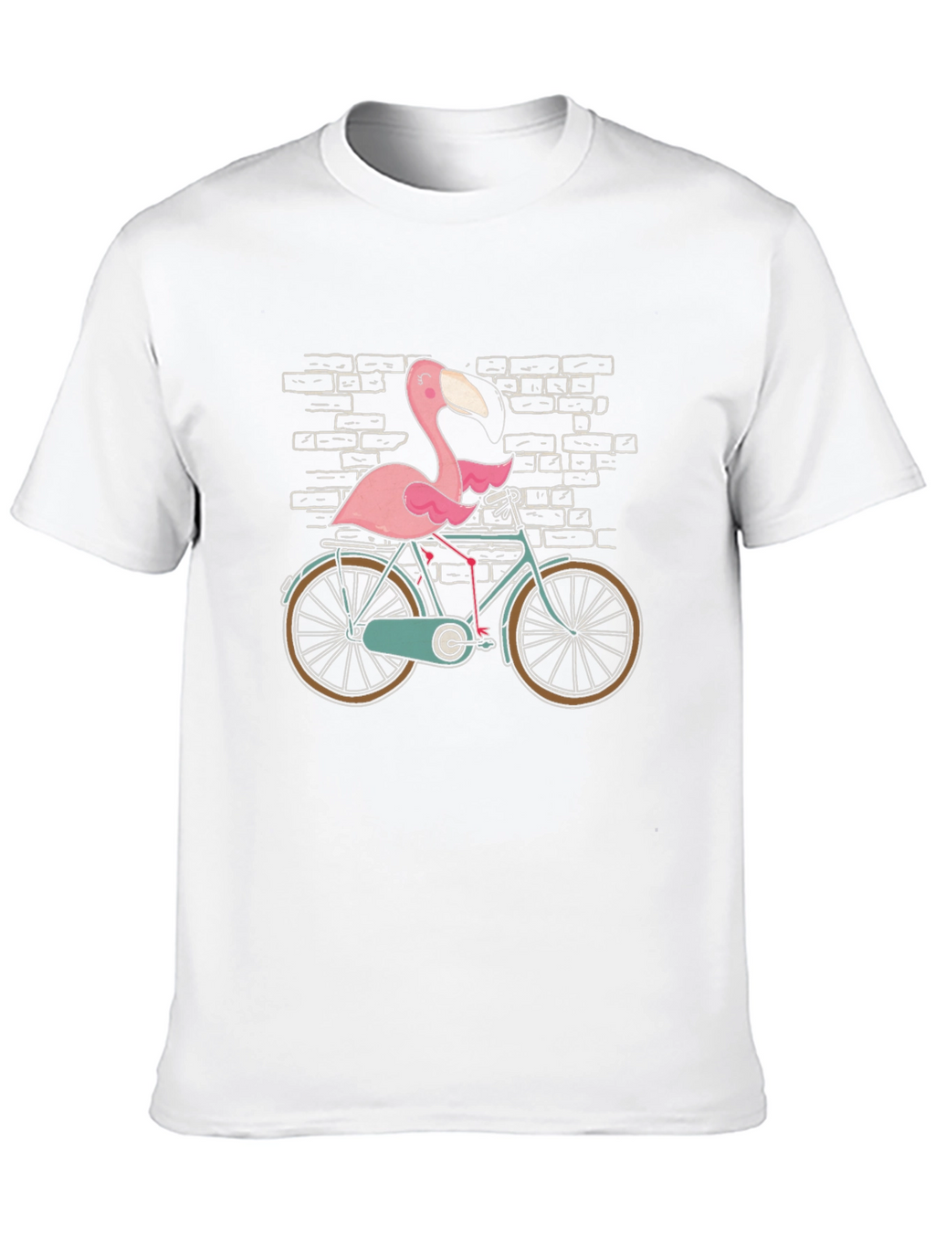 Flamingo on Bike Graphic Tee - Black Cotton T-Shirt