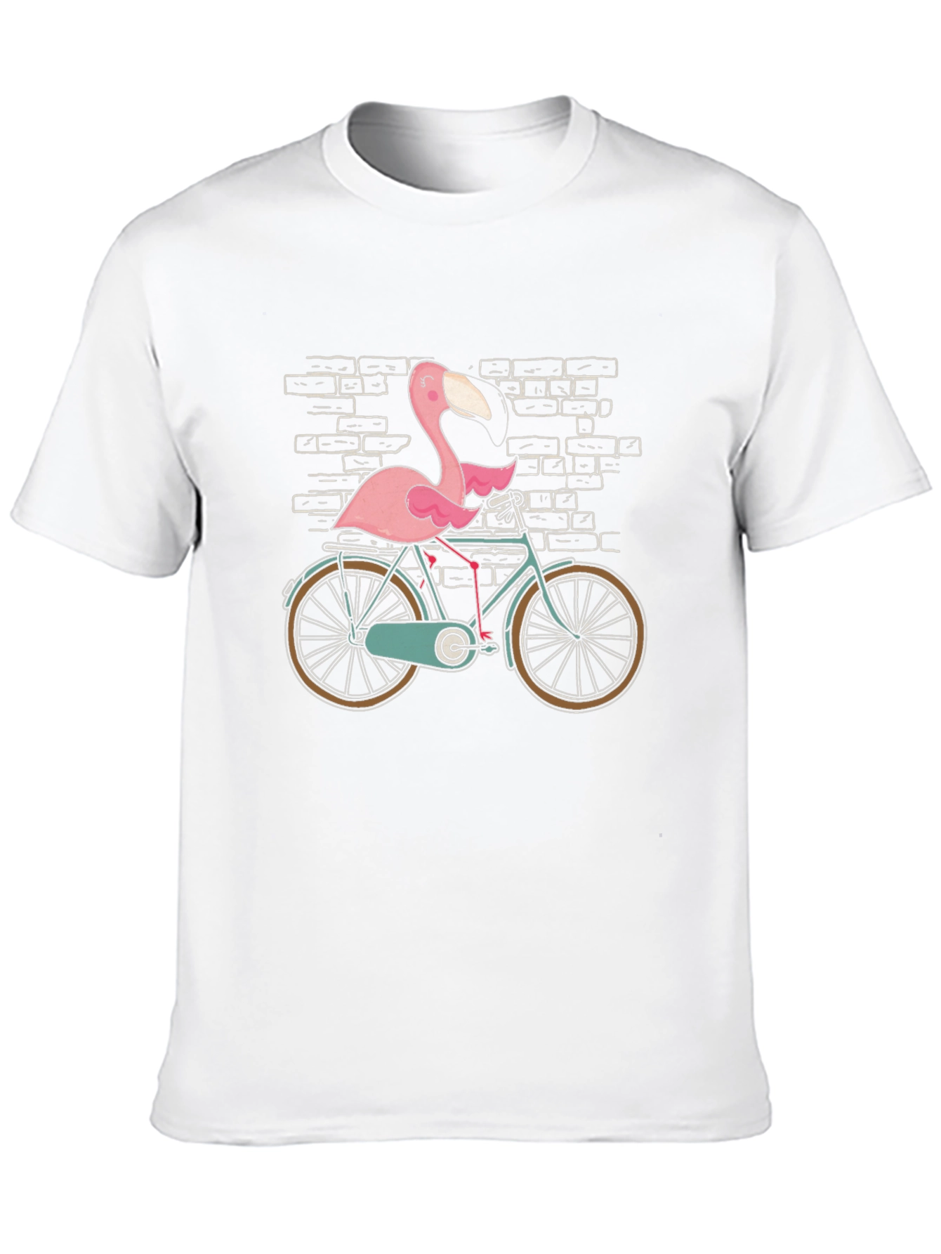Flamingo on Bike Graphic Tee - Black Cotton T-Shirt