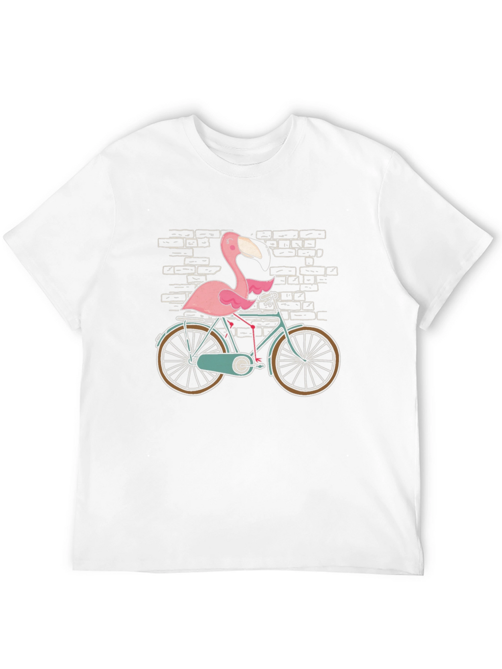 Flamingo on Bike Graphic Tee - Black Cotton T-Shirt