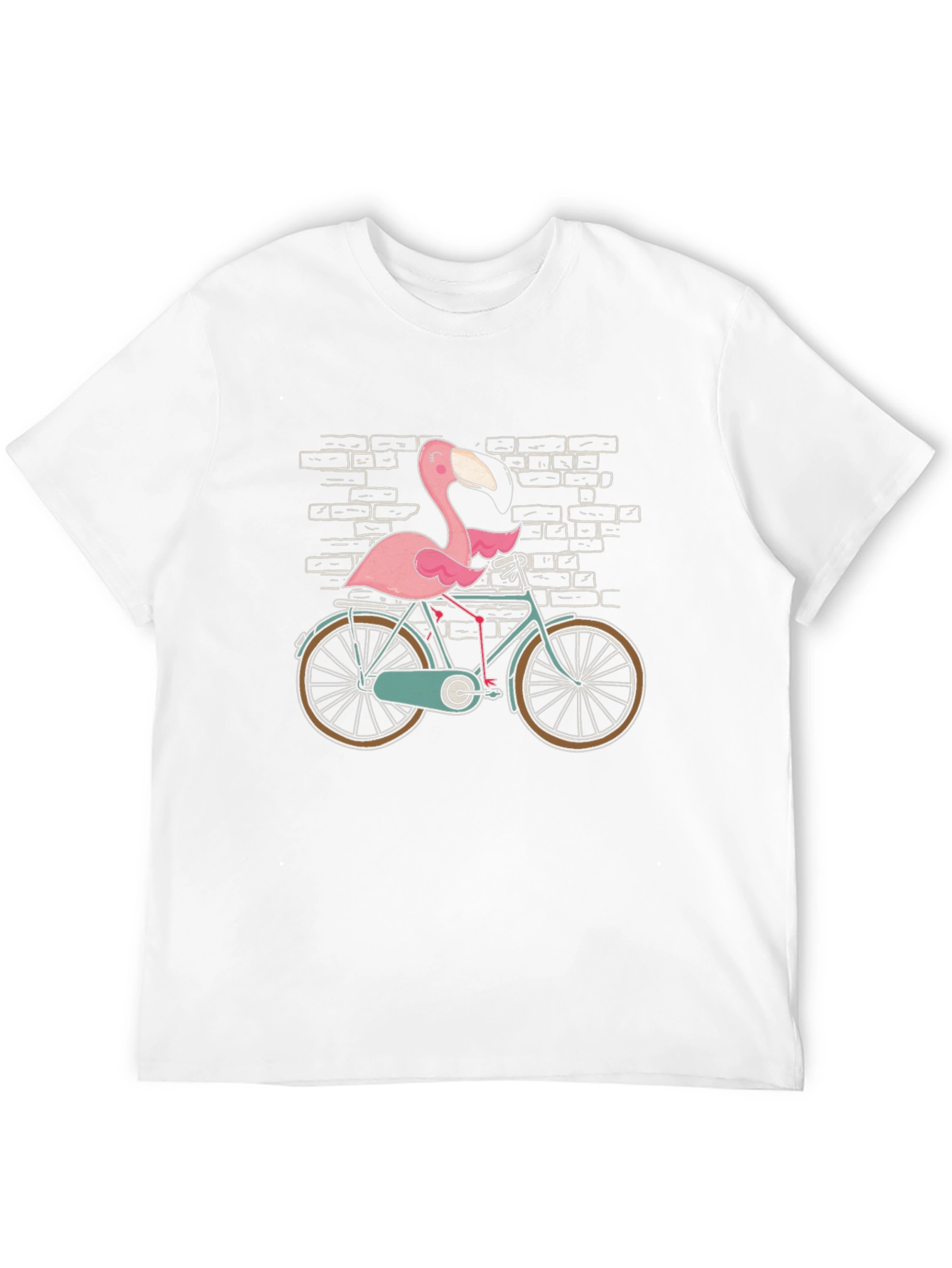 Flamingo on Bike Graphic Tee - Black Cotton T-Shirt