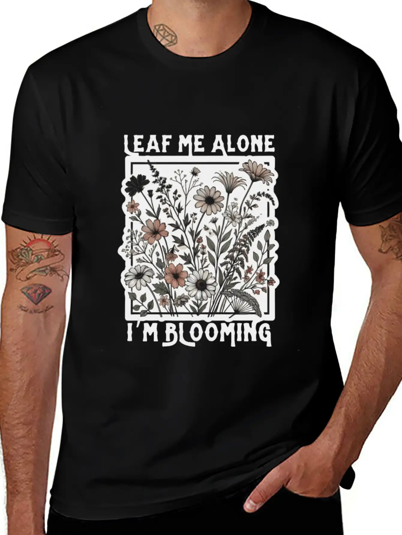 Leaf Me Alone I'm Blooming Wildflower Boho Timeless Short Sleeve Tee – Comfy And Minimalist Design