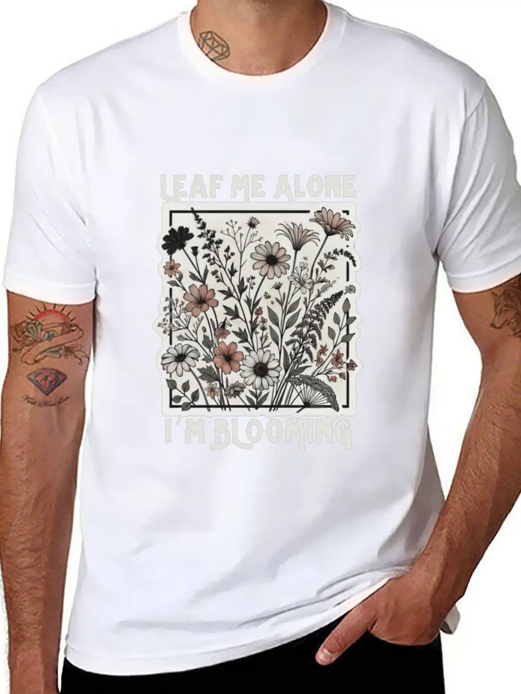 Leaf Me Alone I'm Blooming Wildflower Boho Timeless Short Sleeve Tee – Comfy And Minimalist Design