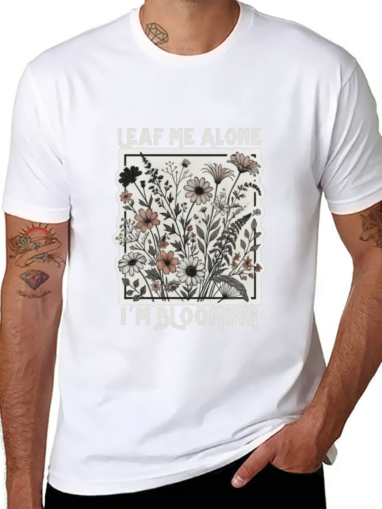 Leaf Me Alone I'm Blooming Wildflower Boho Timeless Short Sleeve Tee – Comfy And Minimalist Design