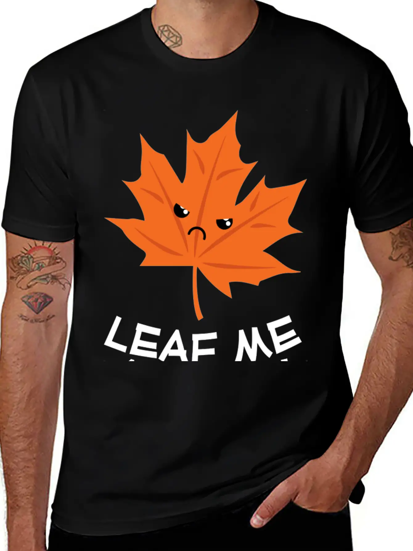 Leaf Me Alone Leave Me Alone Grump Leaf Pun Essential Cotton Tee For Daily Outfits – Unisex Style