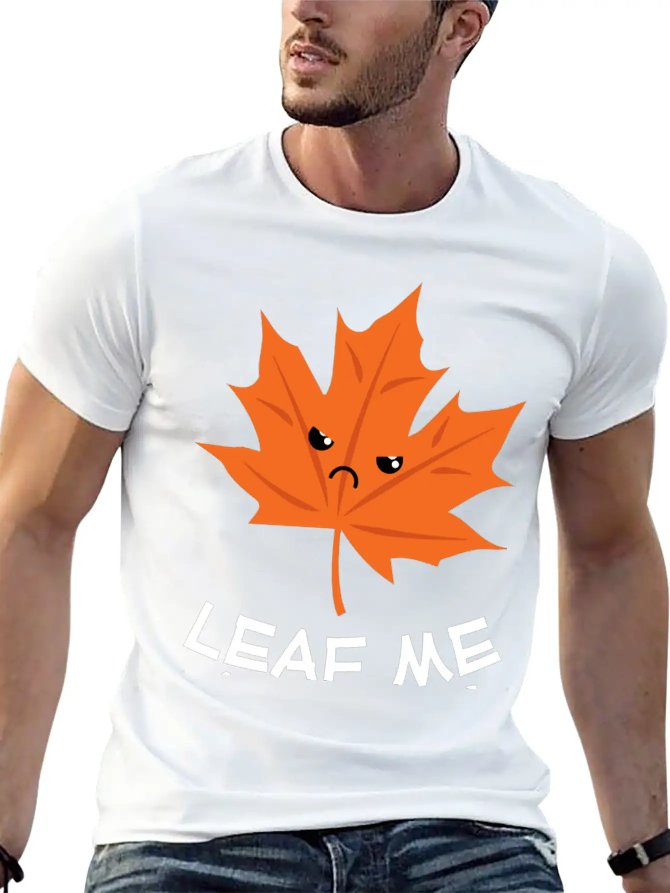 Leaf Me Alone Leave Me Alone Grump Leaf Pun Essential Cotton Tee For Daily Outfits – Unisex Style