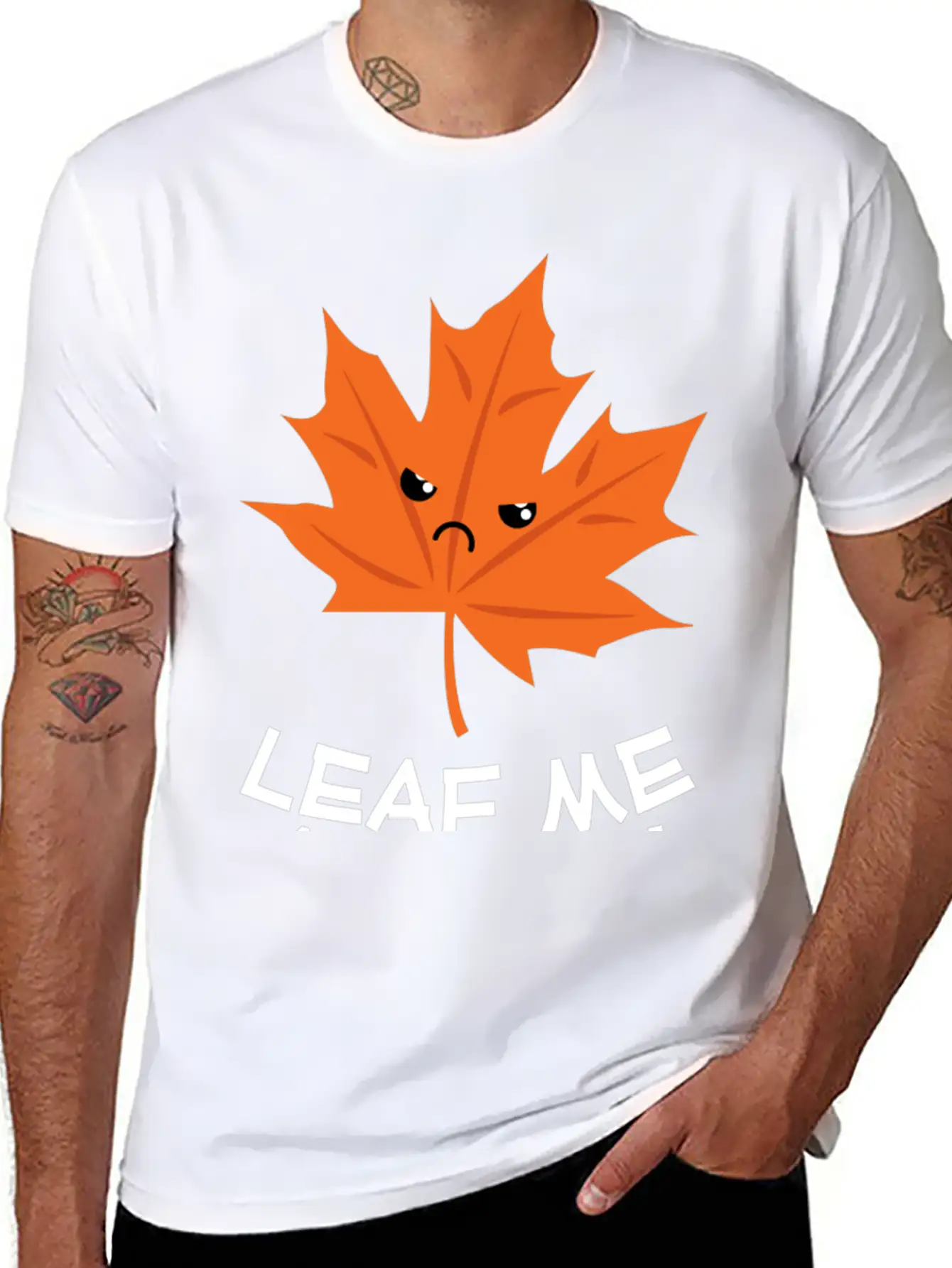 Leaf Me Alone Leave Me Alone Grump Leaf Pun Essential Cotton Tee For Daily Outfits – Unisex Style