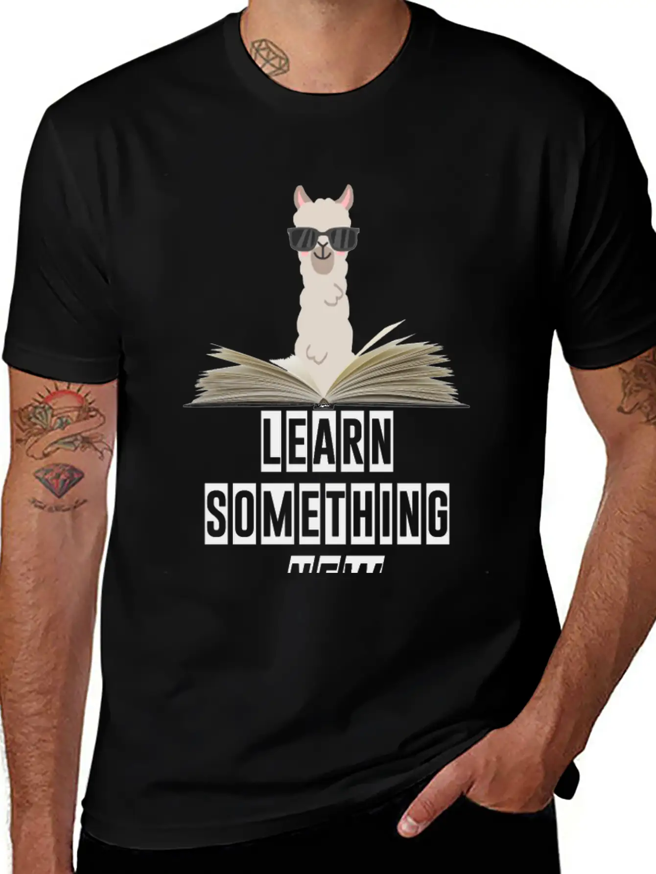 Learn Something New Lama With Sunglasses Unisex Casual T-Shirt – Clean Design For Daily Comfort