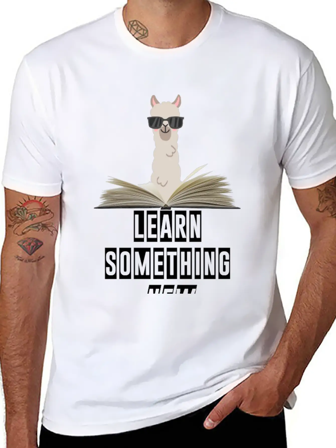 Learn Something New Lama With Sunglasses Unisex Casual T-Shirt – Clean Design For Daily Comfort