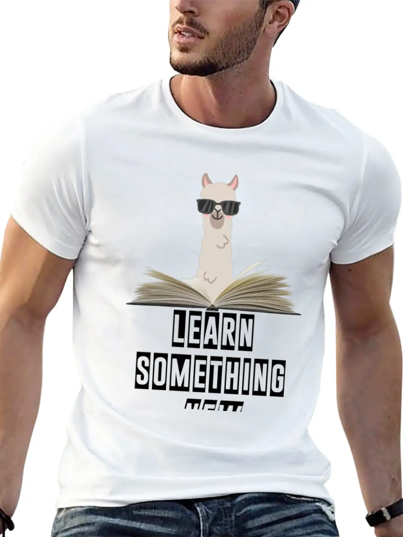 Learn Something New Lama With Sunglasses Unisex Casual T-Shirt – Clean Design For Daily Comfort