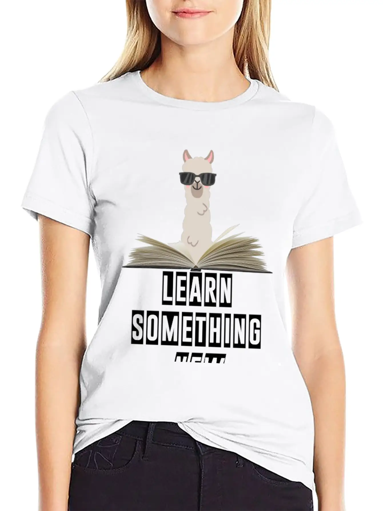 Learn Something New Lama With Sunglasses Unisex Casual T-Shirt – Clean Design For Daily Comfort