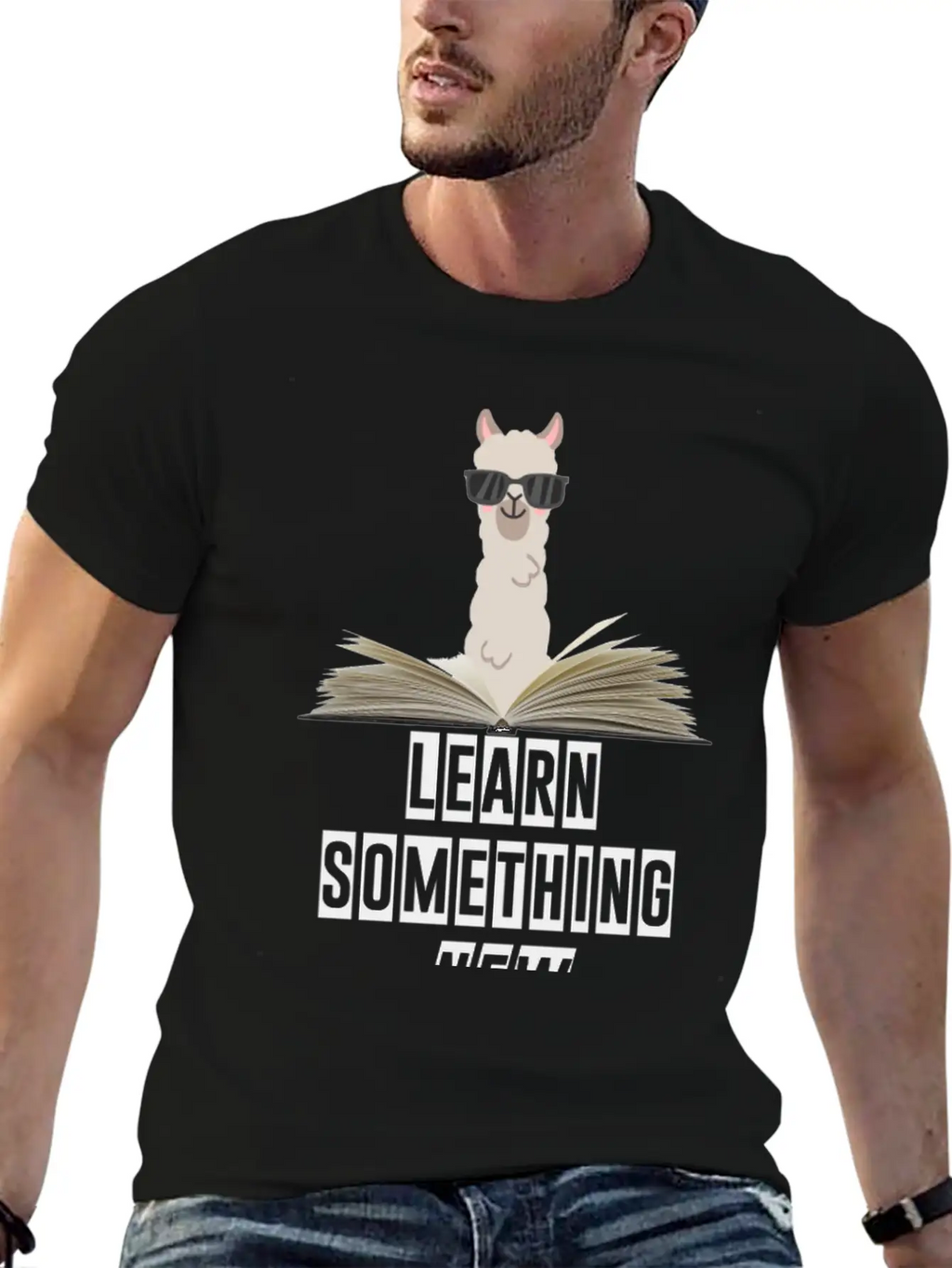 Learn Something New Lama With Sunglasses Unisex Casual T-Shirt – Clean Design For Daily Comfort