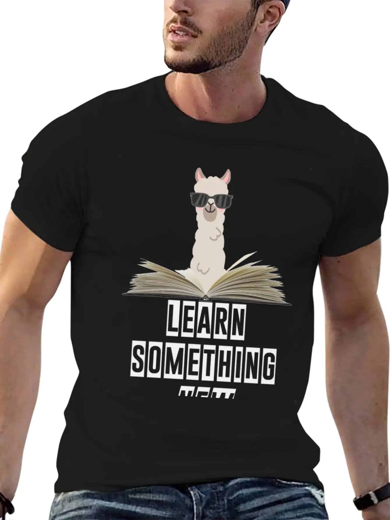 Learn Something New Lama With Sunglasses Unisex Casual T-Shirt – Clean Design For Daily Comfort