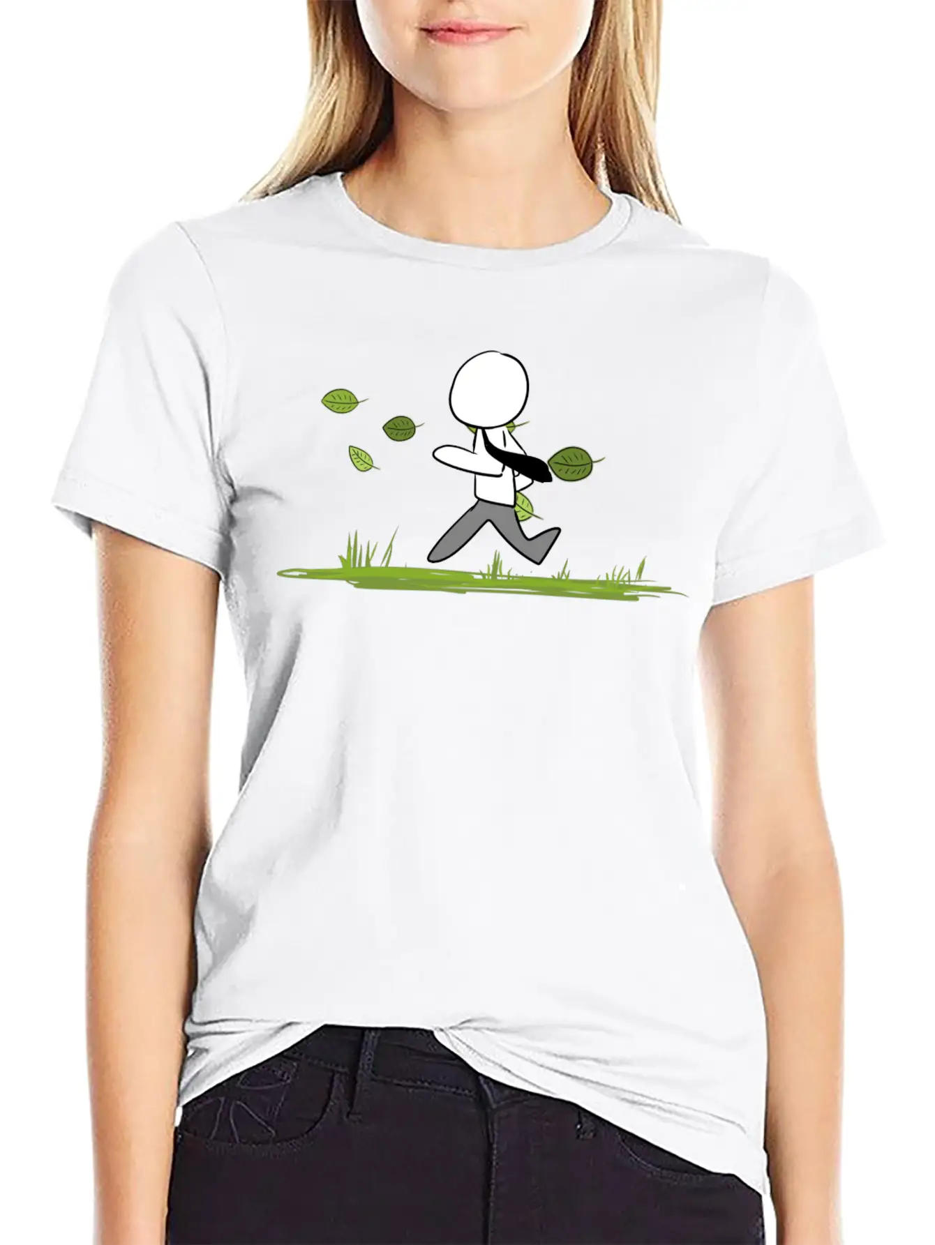 Leaves Nature Outdoors Grass Leaf Run Away Unisex Casual T-Shirt – Clean Design For Daily Comfort