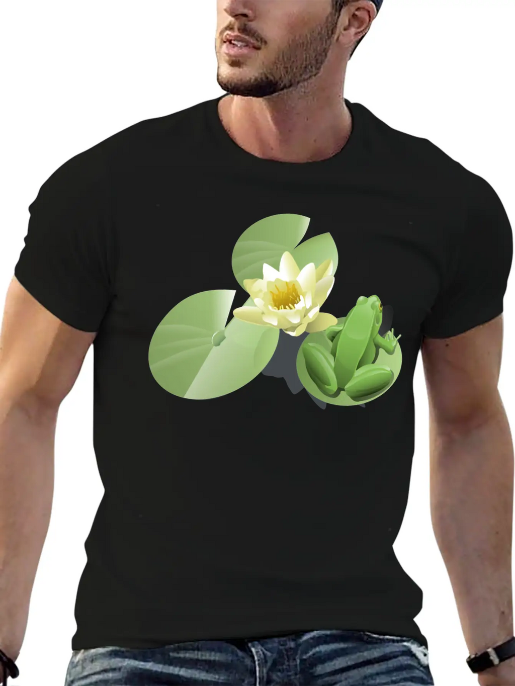 Leland Mcinnes Frog On A Lily Pad 2400px Relaxed Everyday Tee – Lightweight And Durable Cotton