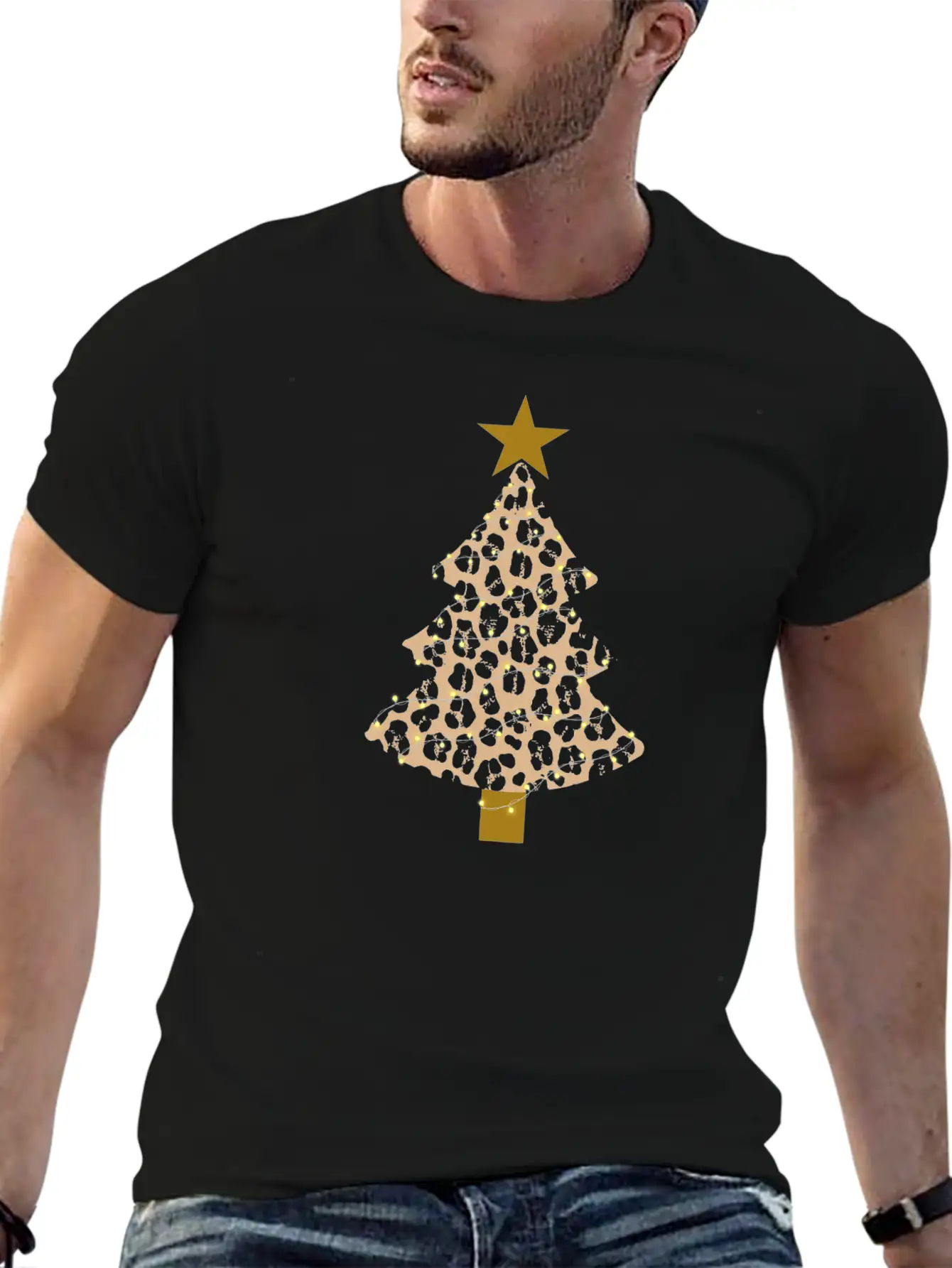 Leopard Tree Christmas Animal Lover Xmas Relaxed Everyday Tee – Lightweight And Durable Cotton