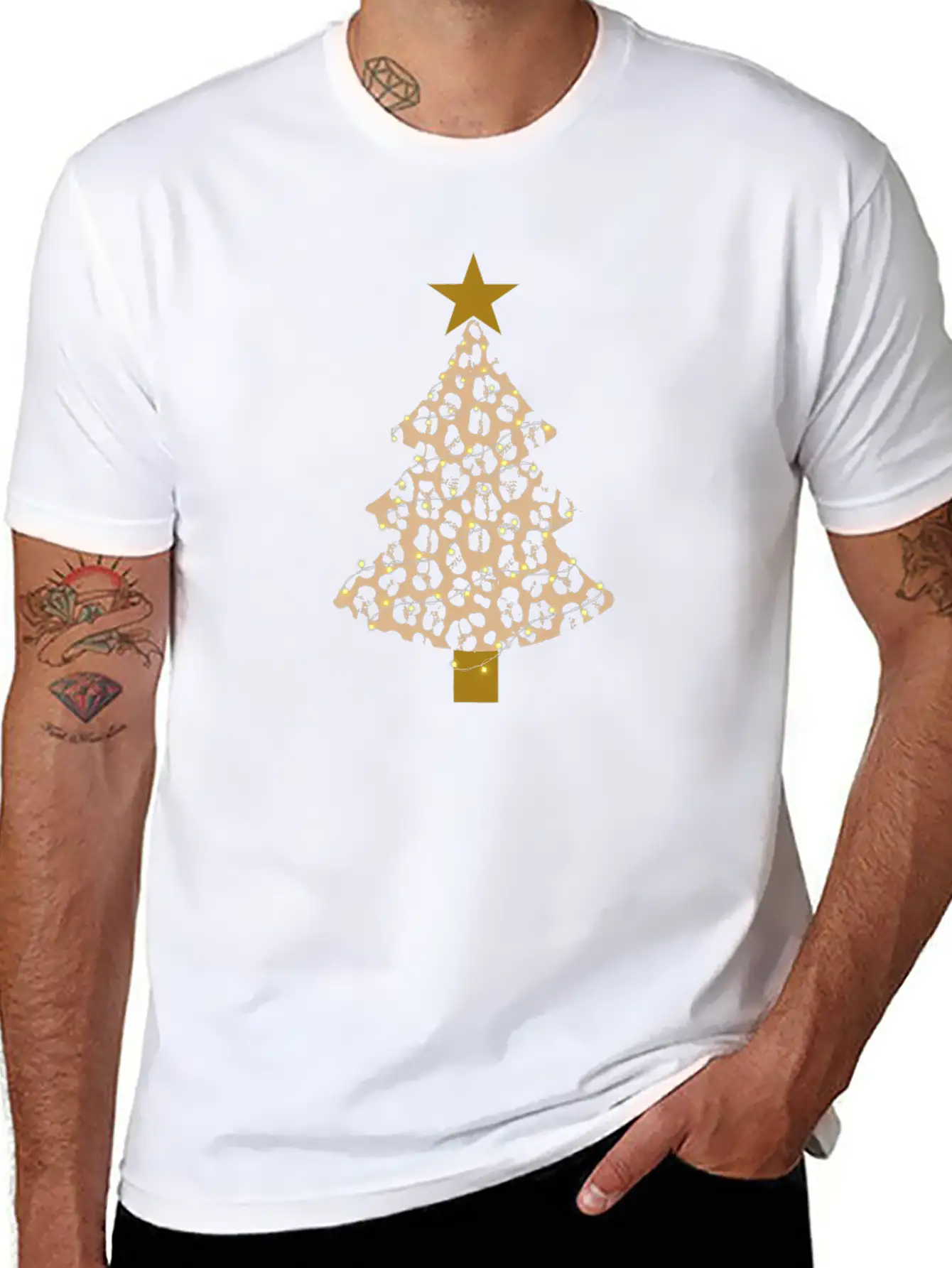 Leopard Tree Christmas Animal Lover Xmas Relaxed Everyday Tee – Lightweight And Durable Cotton