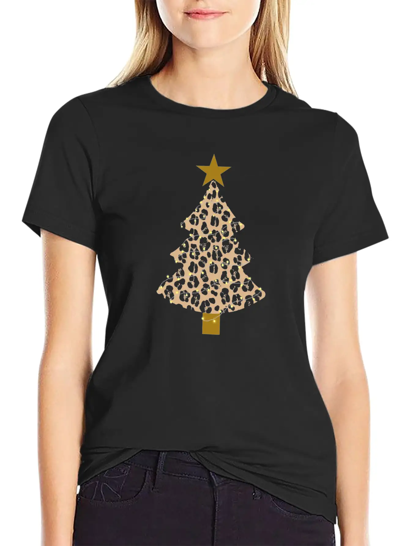 Leopard Tree Christmas Animal Lover Xmas Relaxed Everyday Tee – Lightweight And Durable Cotton