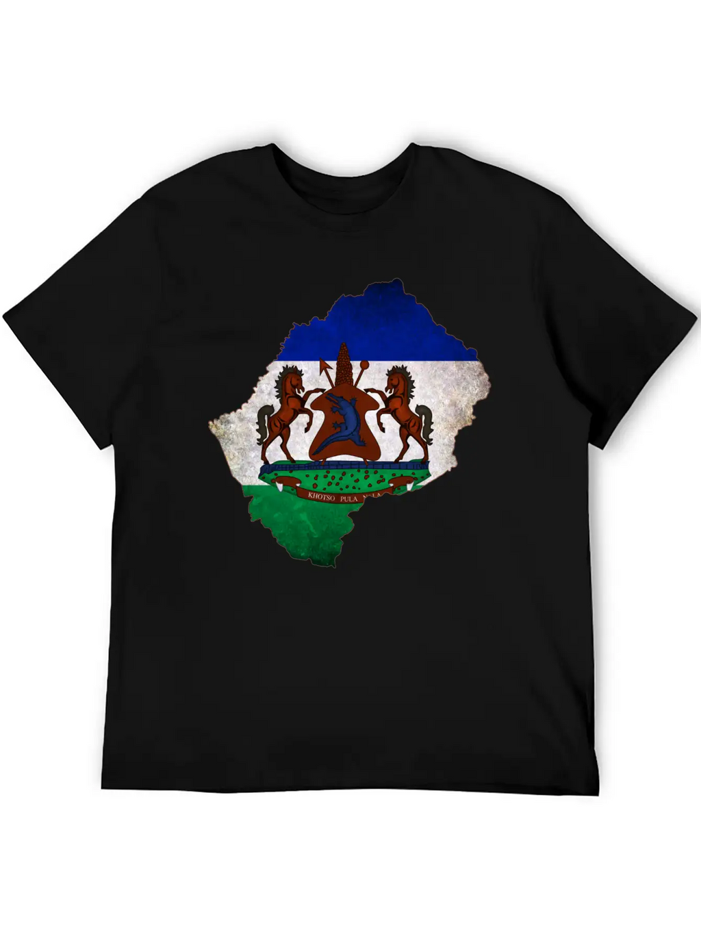 Lesotho Flag Map Breathable Soft Cotton T-Shirt – Timeless Casual Look