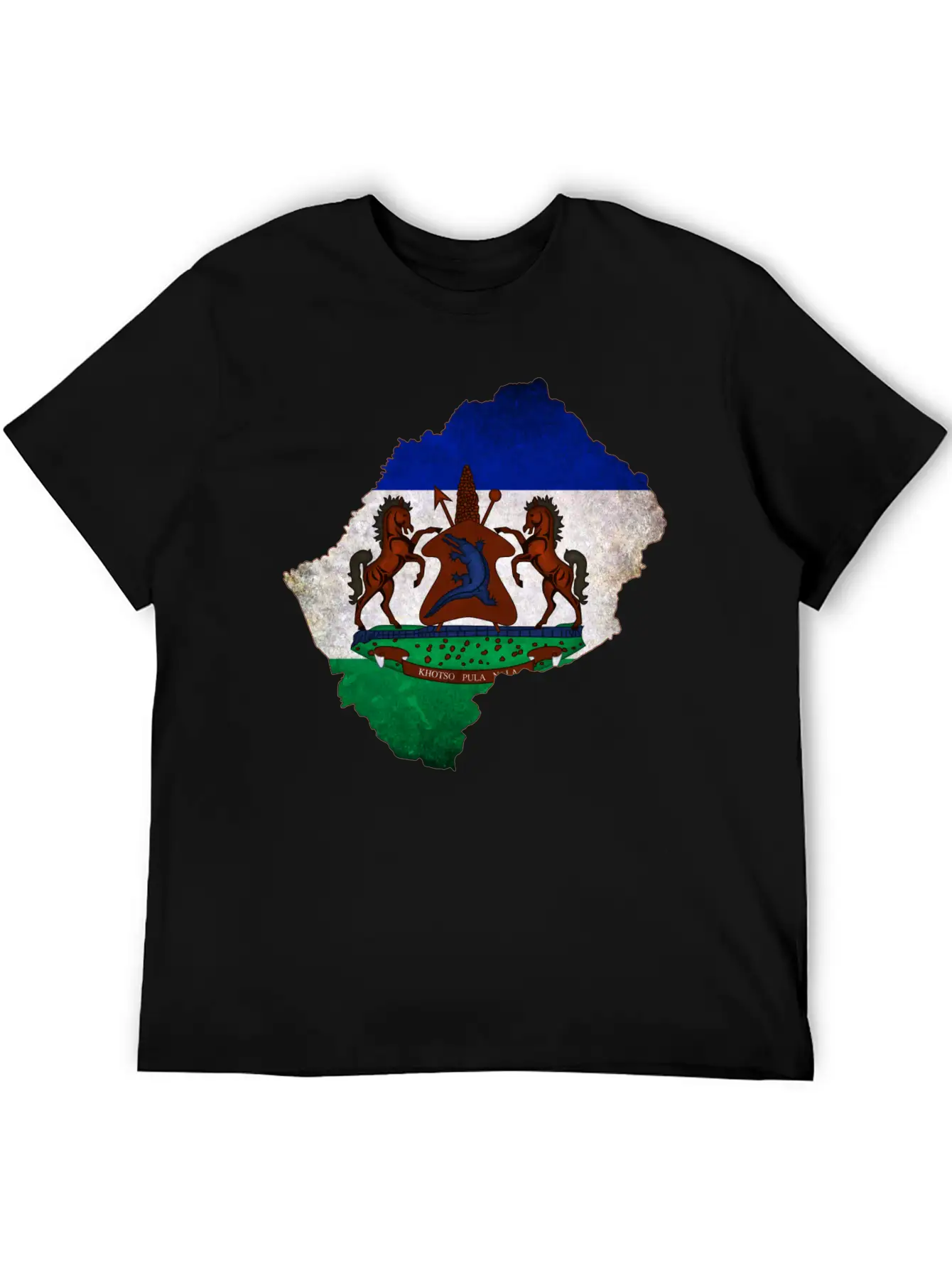 Lesotho Flag Map Breathable Soft Cotton T-Shirt – Timeless Casual Look