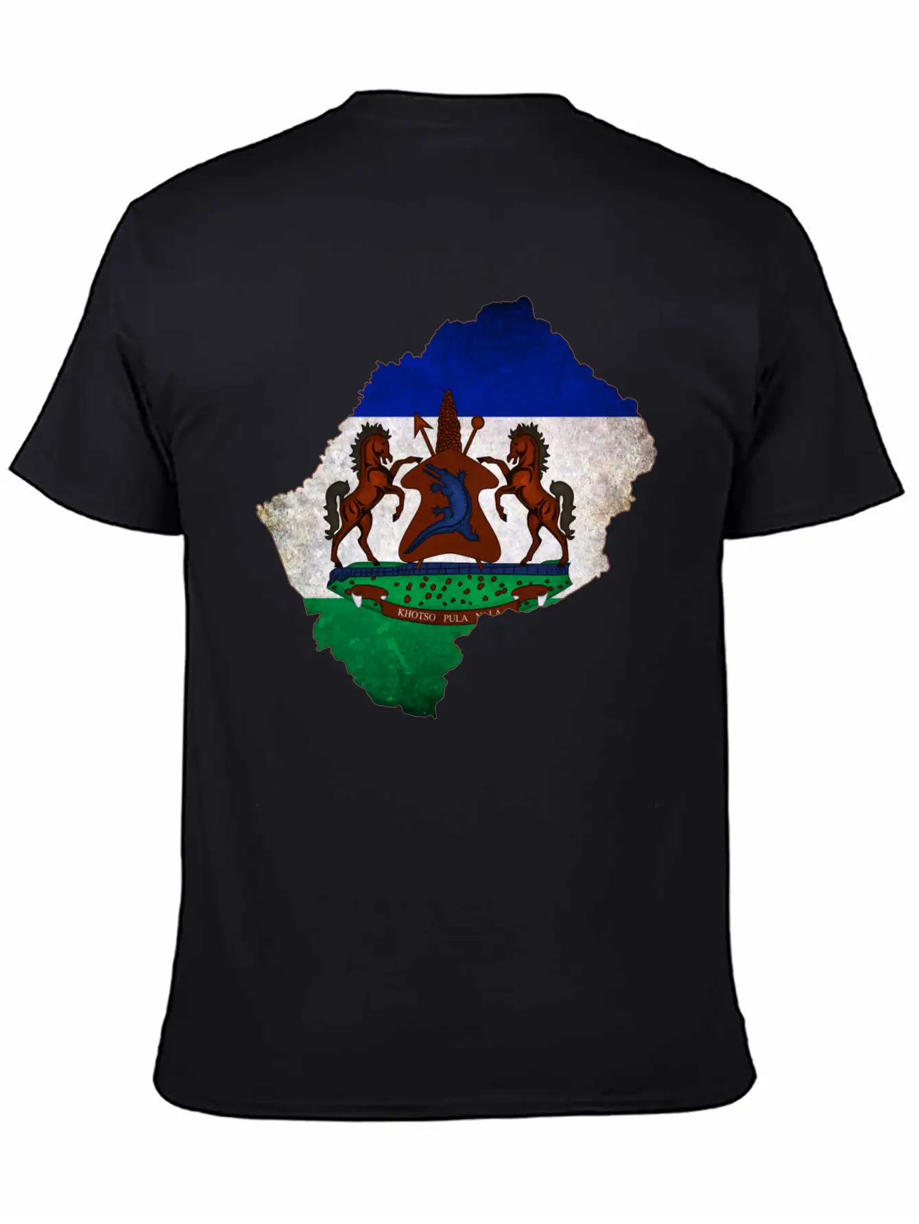 Lesotho Flag Map Breathable Soft Cotton T-Shirt – Timeless Casual Look